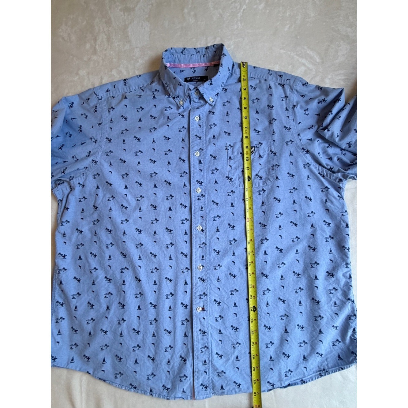 Cremieux Classics Men’s Button Down Shirt Light Blue Beach Surf Yacht Print XXL