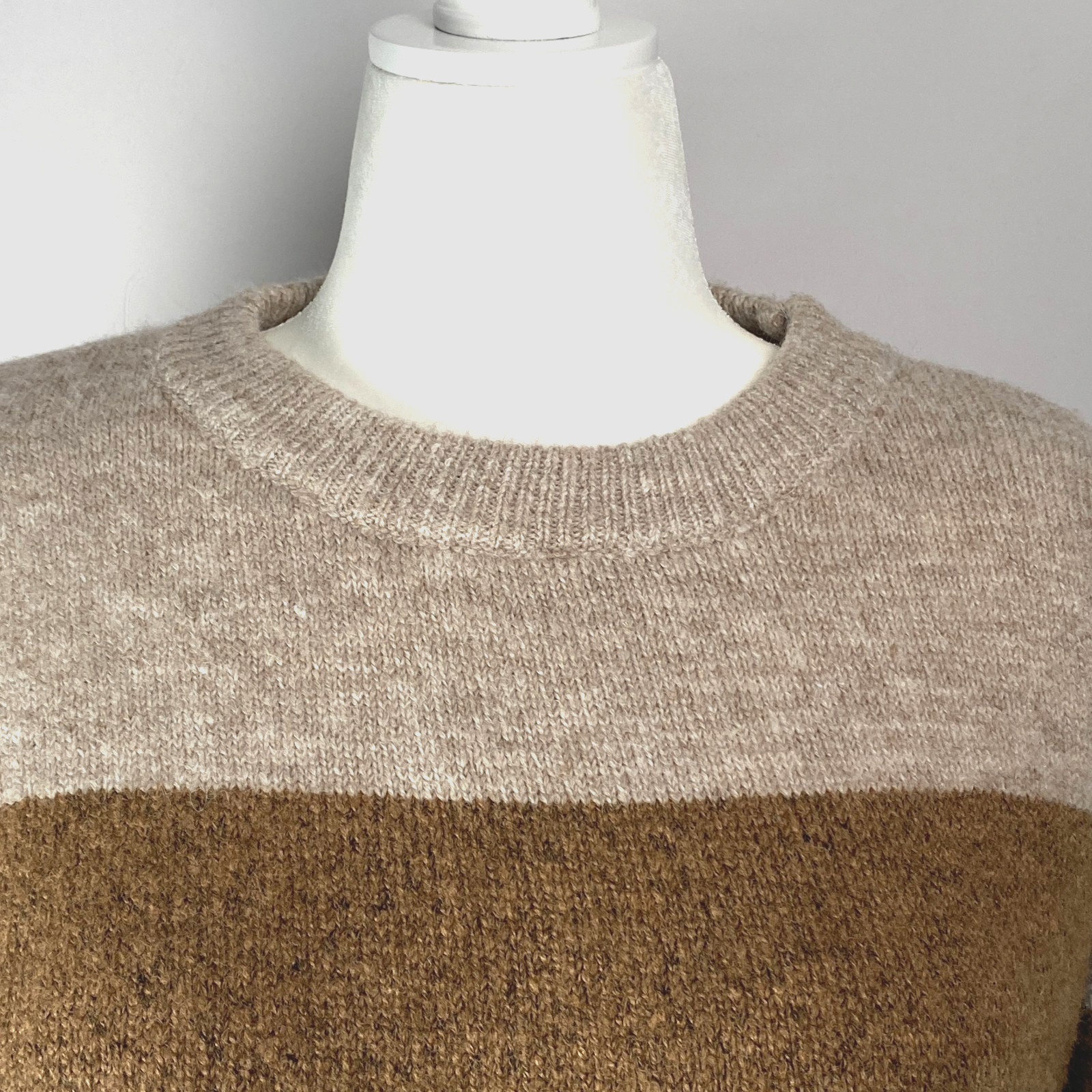 BeCool Stripe Sweater Chuncky Knit Sz M/L Wool Poly Nylon Blend Soft Coastal