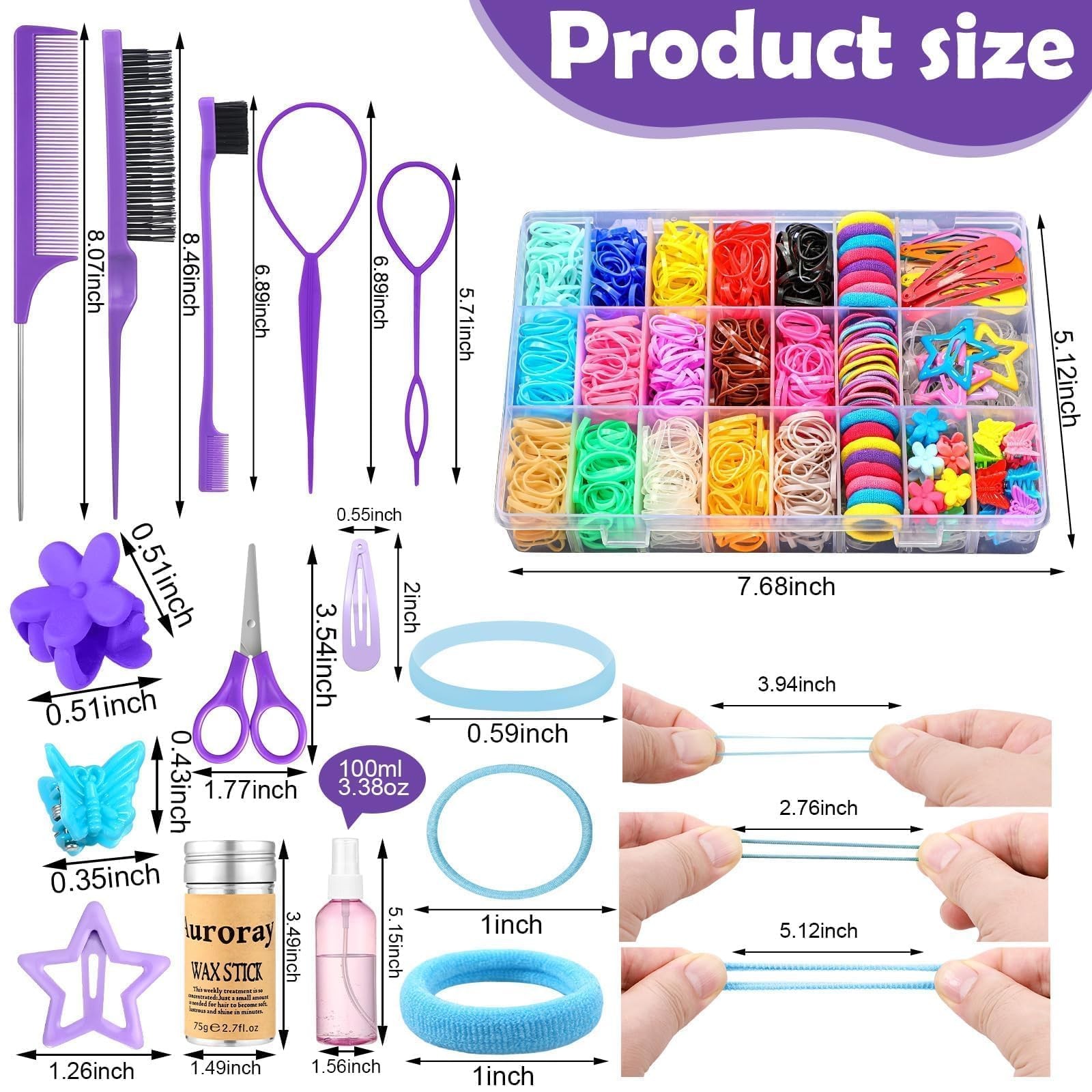 Hair Accessories for Girls, 1698 Pcs Rubber Bands with Multicolor 1