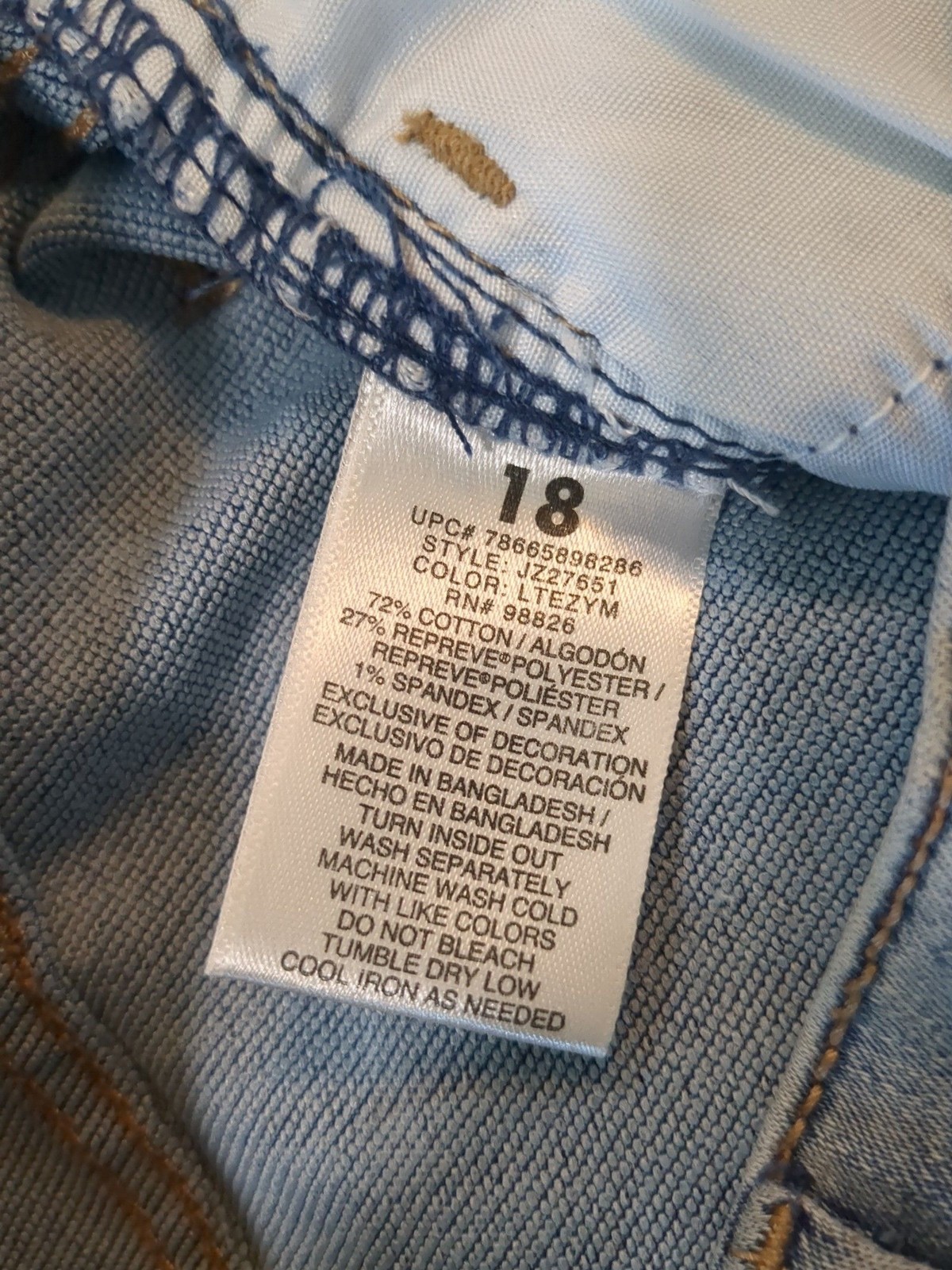 Jordache super skinny snap button fly light wash jeans denim size 18