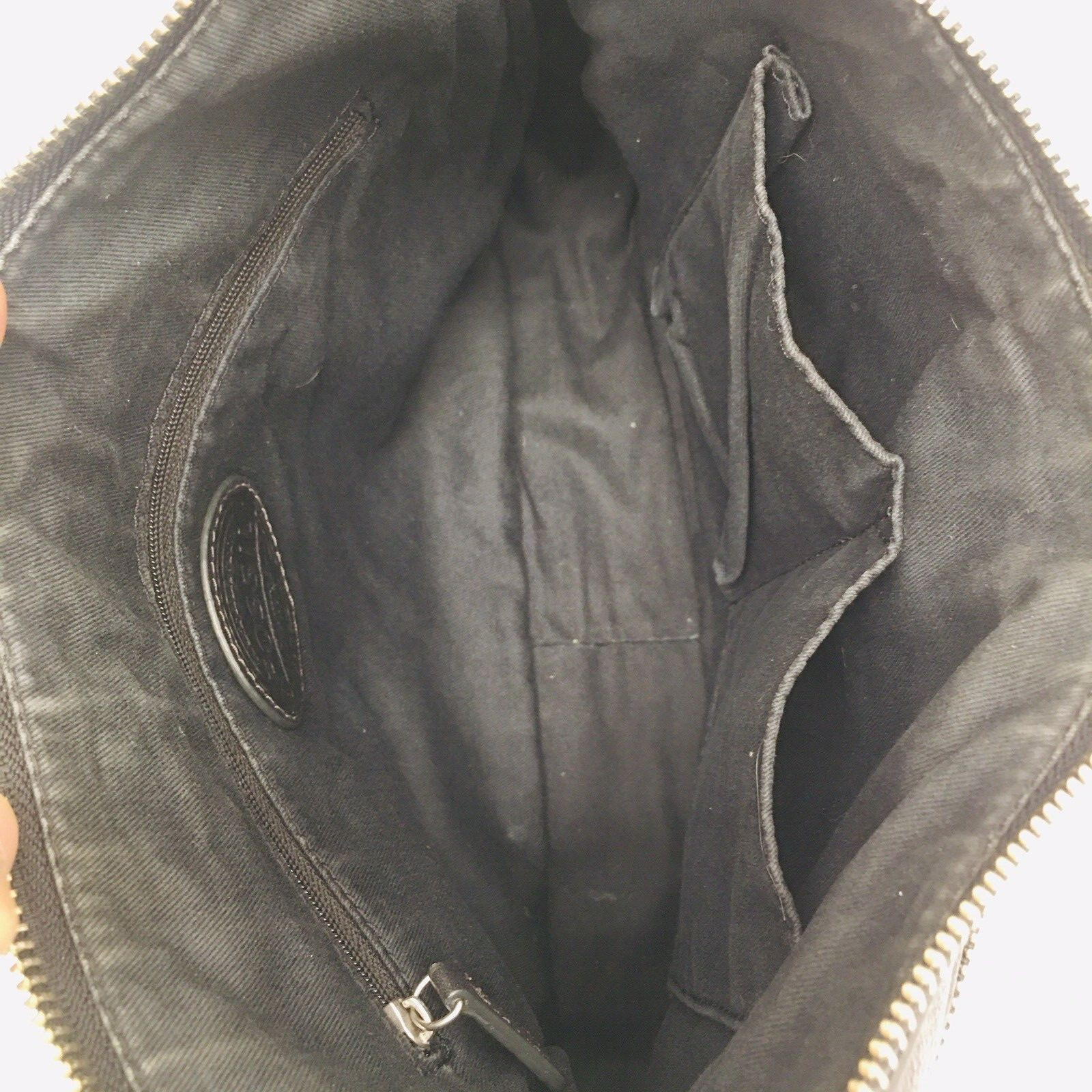 Fossil Shoulder Bag Purse Black Pebble Leather Push Lock Pockets Zip Key