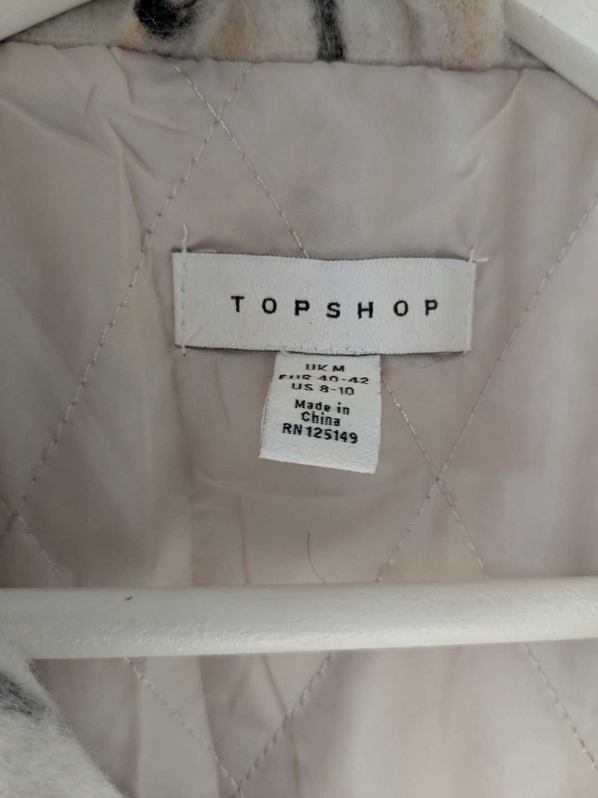 Topshop Checked Jacket Cream Beige Oversize Coat Size M New