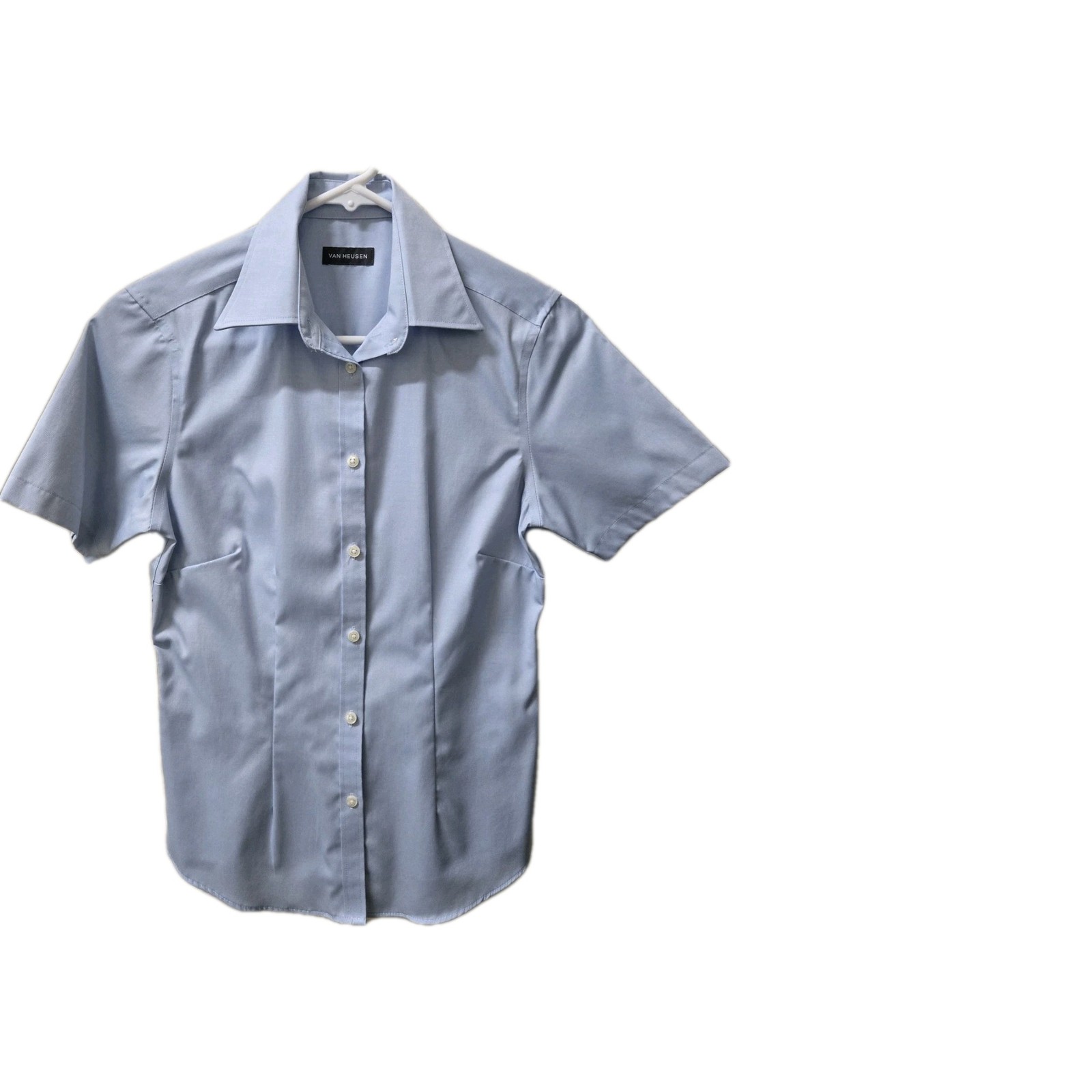 Van Heusen Non-Iron 100% Cotton Blue Collared Button-Down Shirt XS