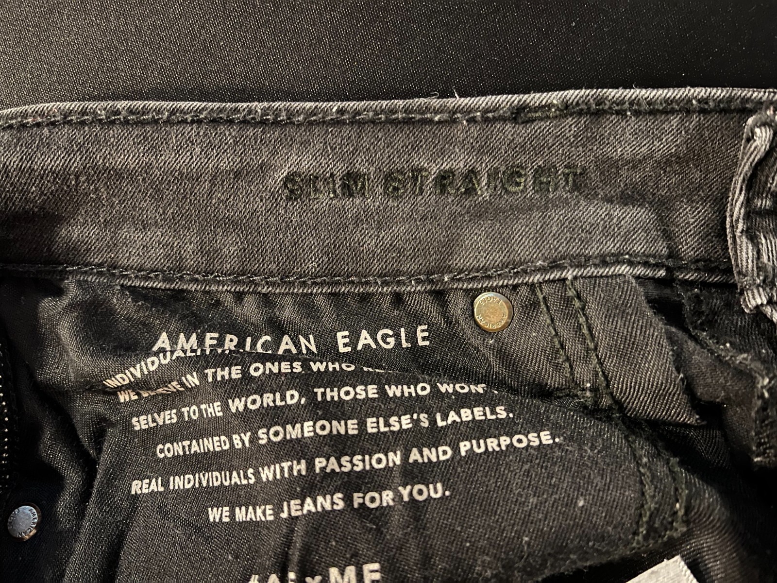 American Eagle Mens Jeans 32×34 Slim Straight Black
