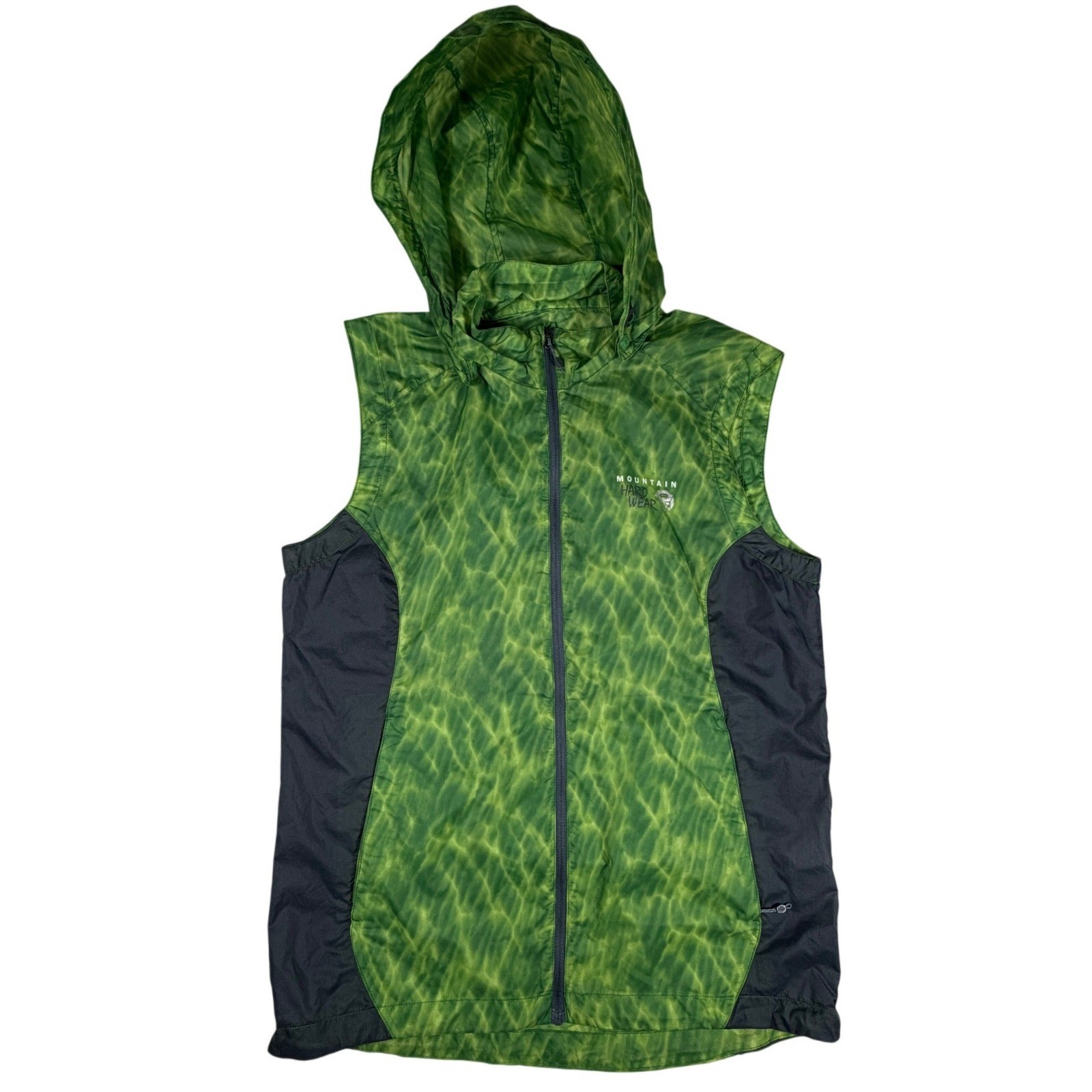 Mountain Hardwear Ghost Lite Hooded Vest Mens Medium Green Ripstop Windbreaker