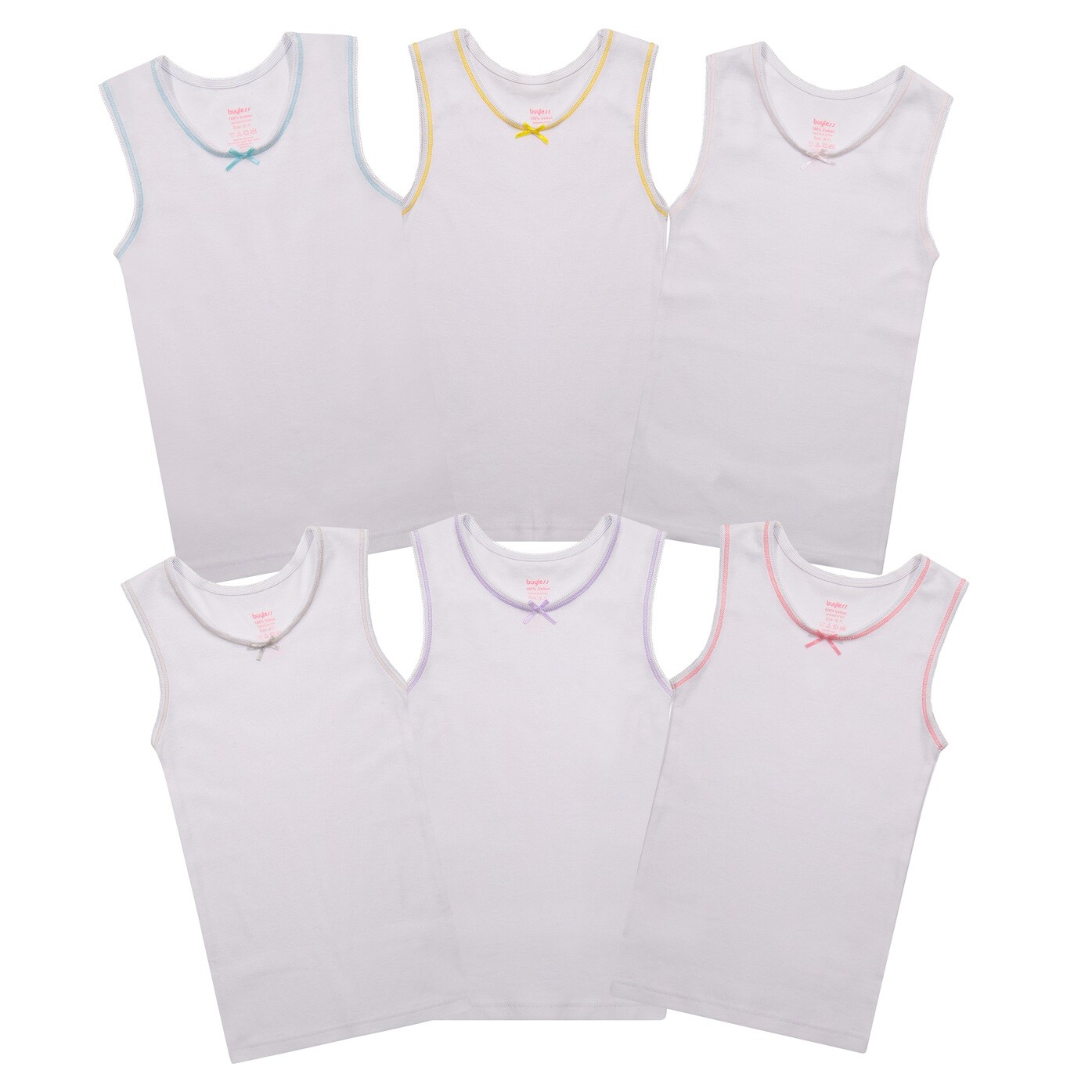 Buyless Fashion Girl Tanks Cotton Undershirts for Dance Gymnastics, Kids(6 Pack)