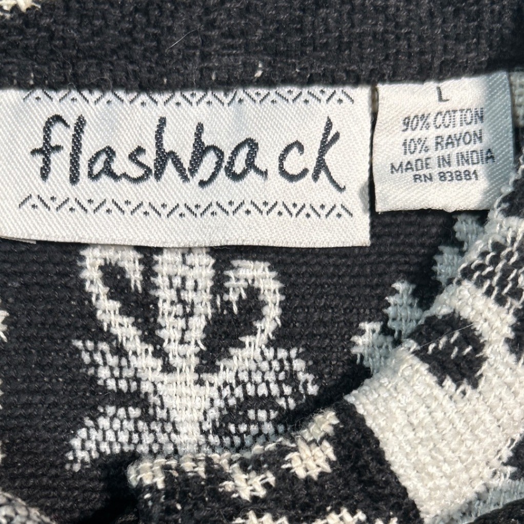 Flashback Cardigan Black White Tapestry Floral Jacket VTG Boho Chic Festival Y2K