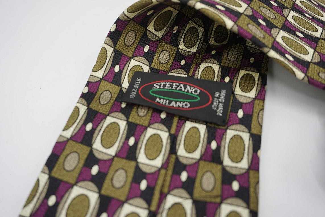 Silk Tie Necktie Stefano Milano Wide 3-3/4″