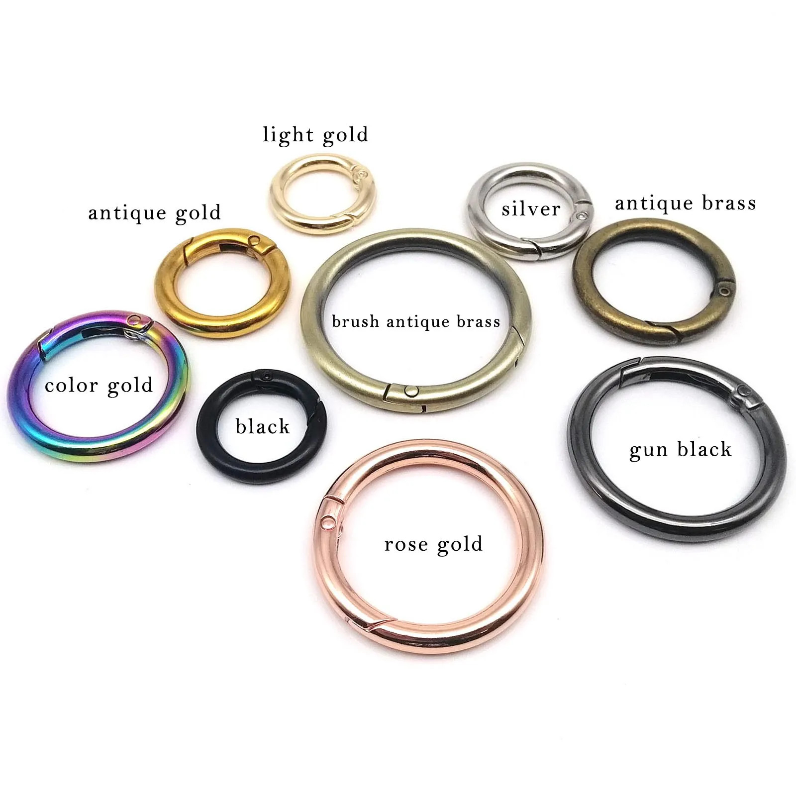 Thick Metal Spring Gate O Ring Buckle Bag Strap Keyring Snap Clasp Leather DIY