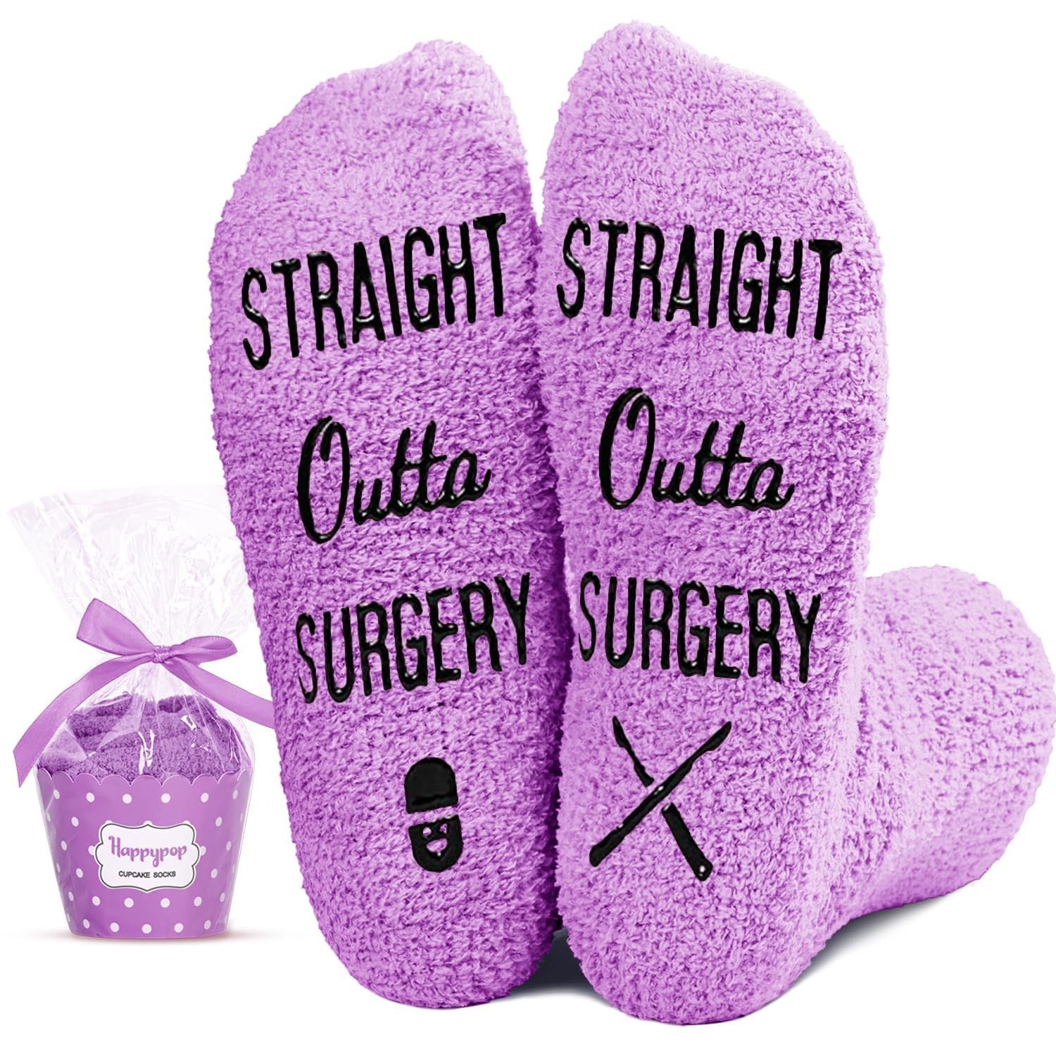 HAPPYPOP Surgery Recovery Socks – Medium, Straight Outta Purple