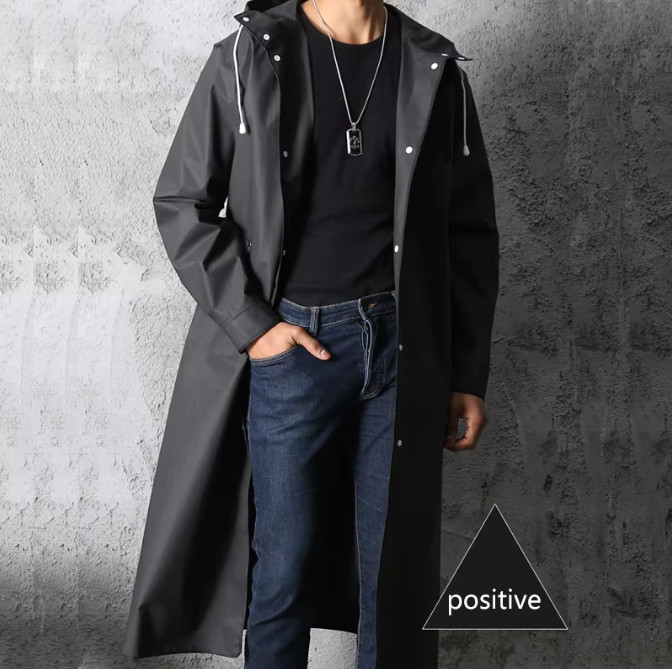 Men/Women Black Waterproof Raincoat Rain Coat Trench Poncho Rainwear Jacket