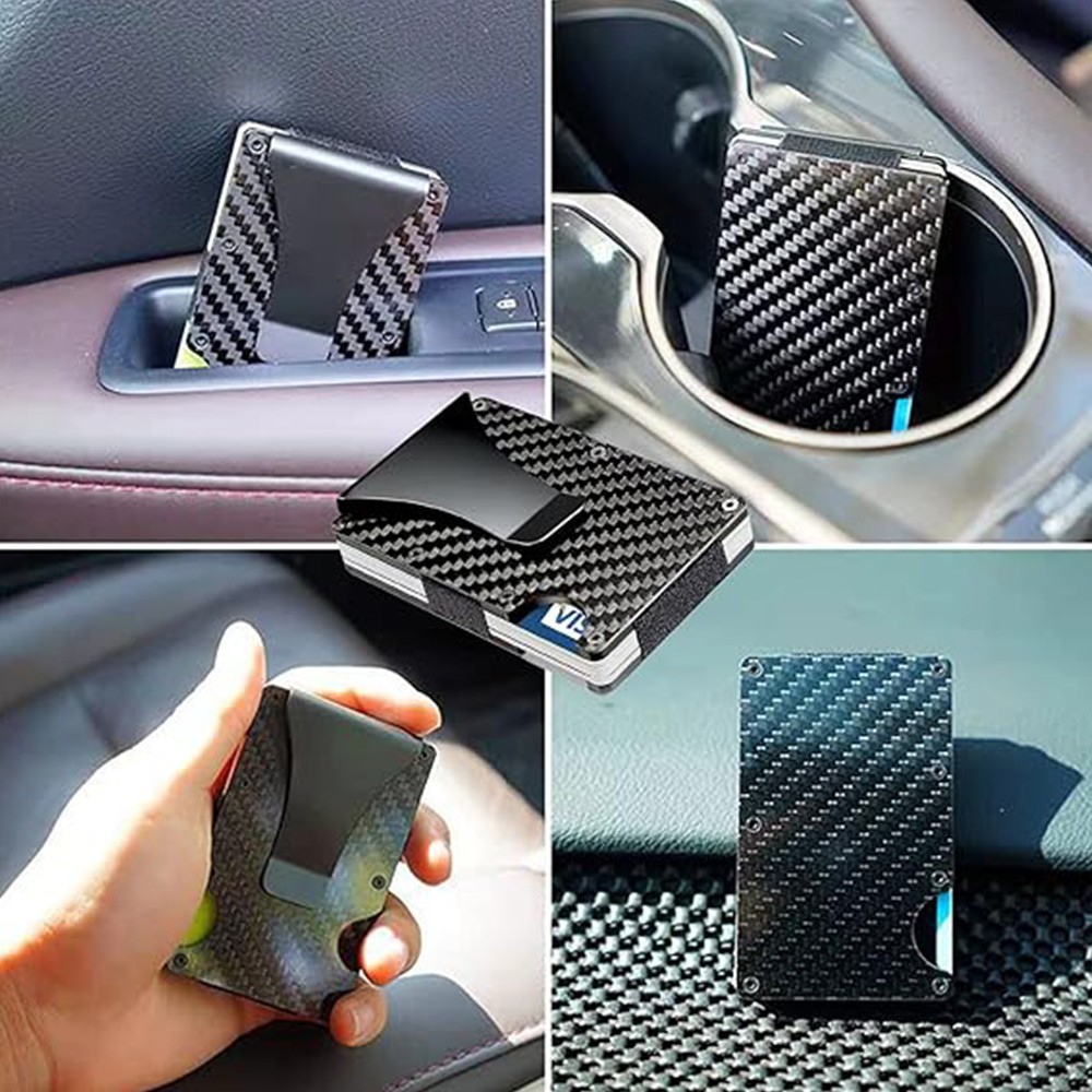 ST Carbon Fiber Credit Card Holder Men’s Minimalist Wallet with Money Clip
