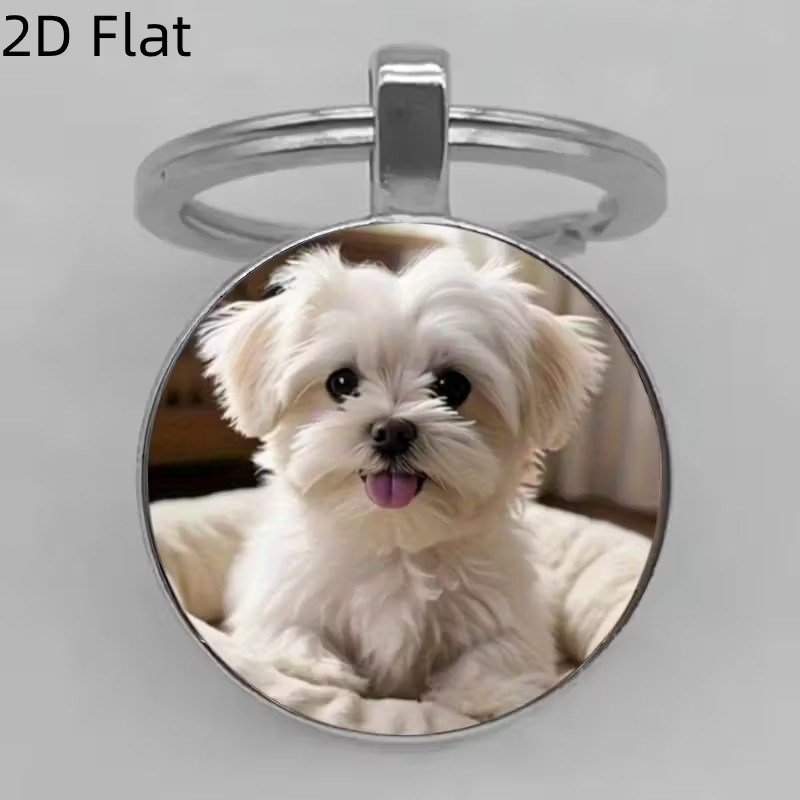 Cute Maltese Dog Keychain Car Key Ring Backpack Purse Bag Charm Dog Lover Gift