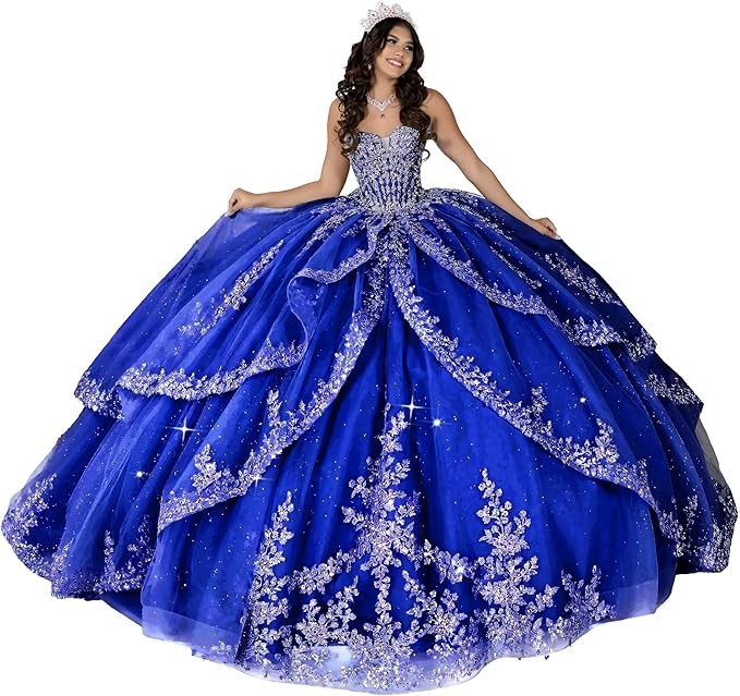 ‌Lace Appliques Quinceanera Dresses with Train Tulle Tassel Vestido De 15 Aos