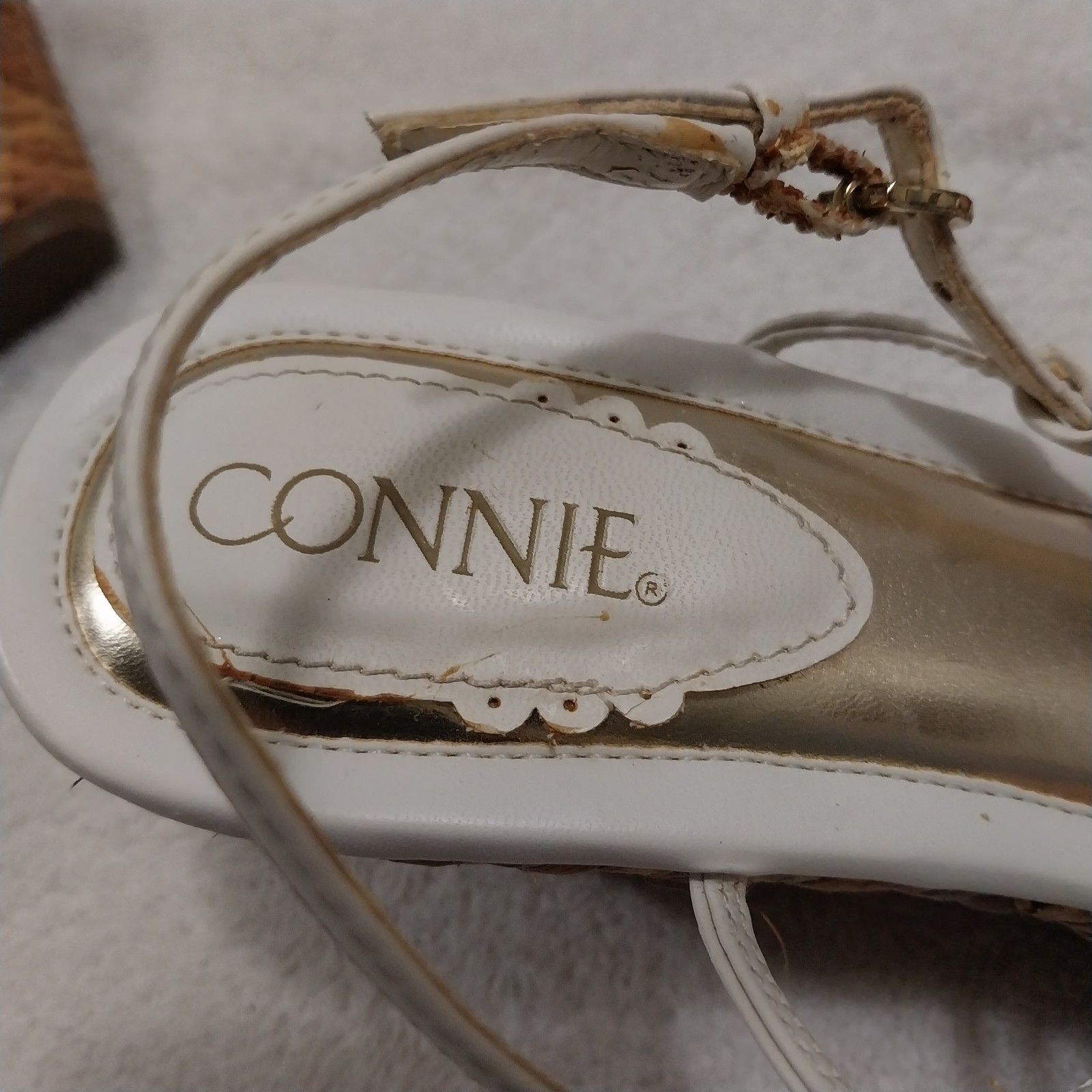 Vintage Connie Heels Size 8M White Straps #C002