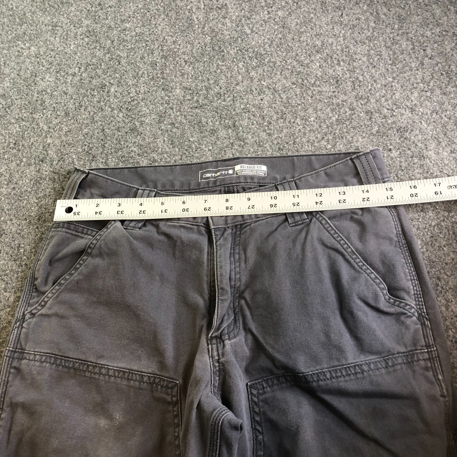 Carhartt Double Knee Pants Mens 30×30 Blue Distressed Relaxed Flex Grunge Baggy
