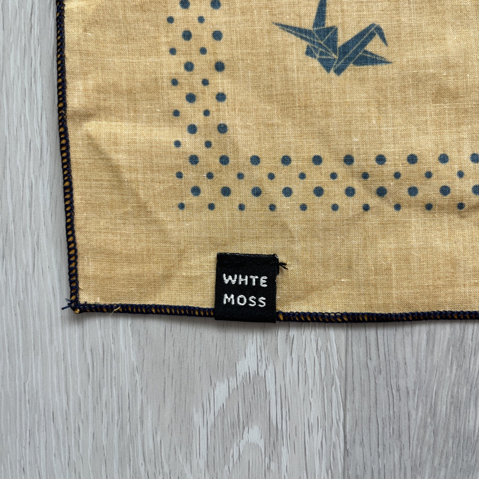 White Moss Paper Crane Scarf Yellow Gold Square Handkerchief Bandana