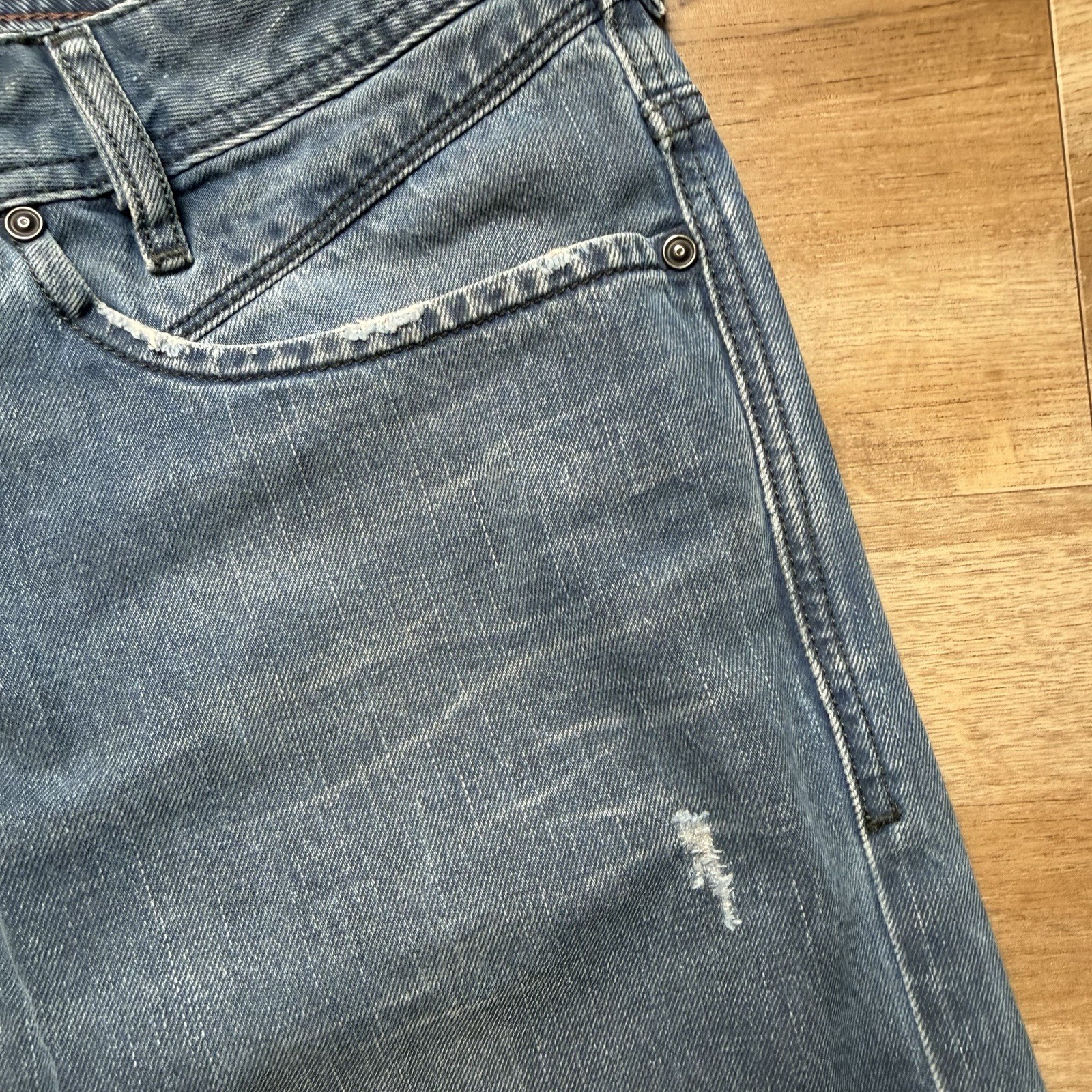 Diesel Iakop Jeans Men 32×32 Blue Slim Tapered Industrial Wash Distressed 0811K