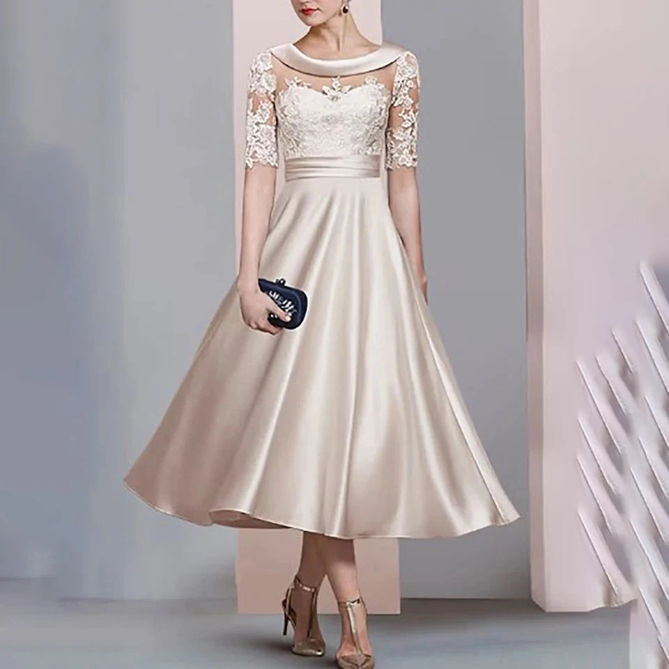 Formal Party Summer A Line Ankle Length Scoop Wedding Party Gown New