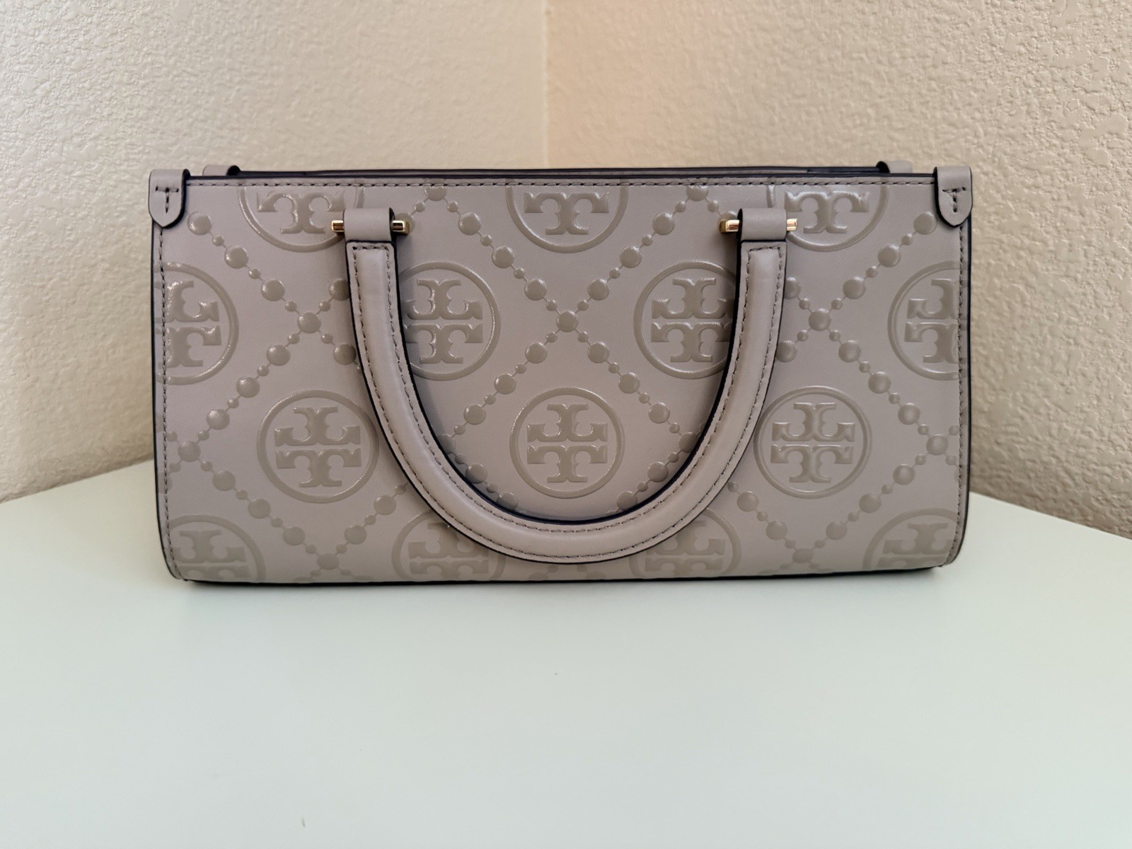 NWT Tory Burch T Monogram Embossed E/W Small Top Handle Bag 164641