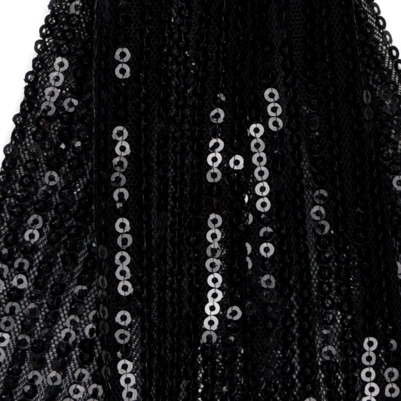 Short Scarf Tie, Black, Angled, Sequin, Hair/Bag Accessory, W3.54in*L45.28in