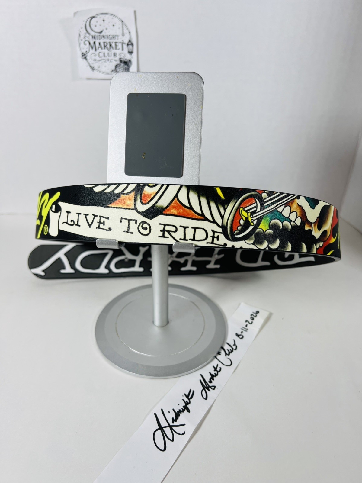 NWT Ed Hardy Men’s Skull Tattoos Reversible Leather Belt SZ 34 Punk Rock Y2K