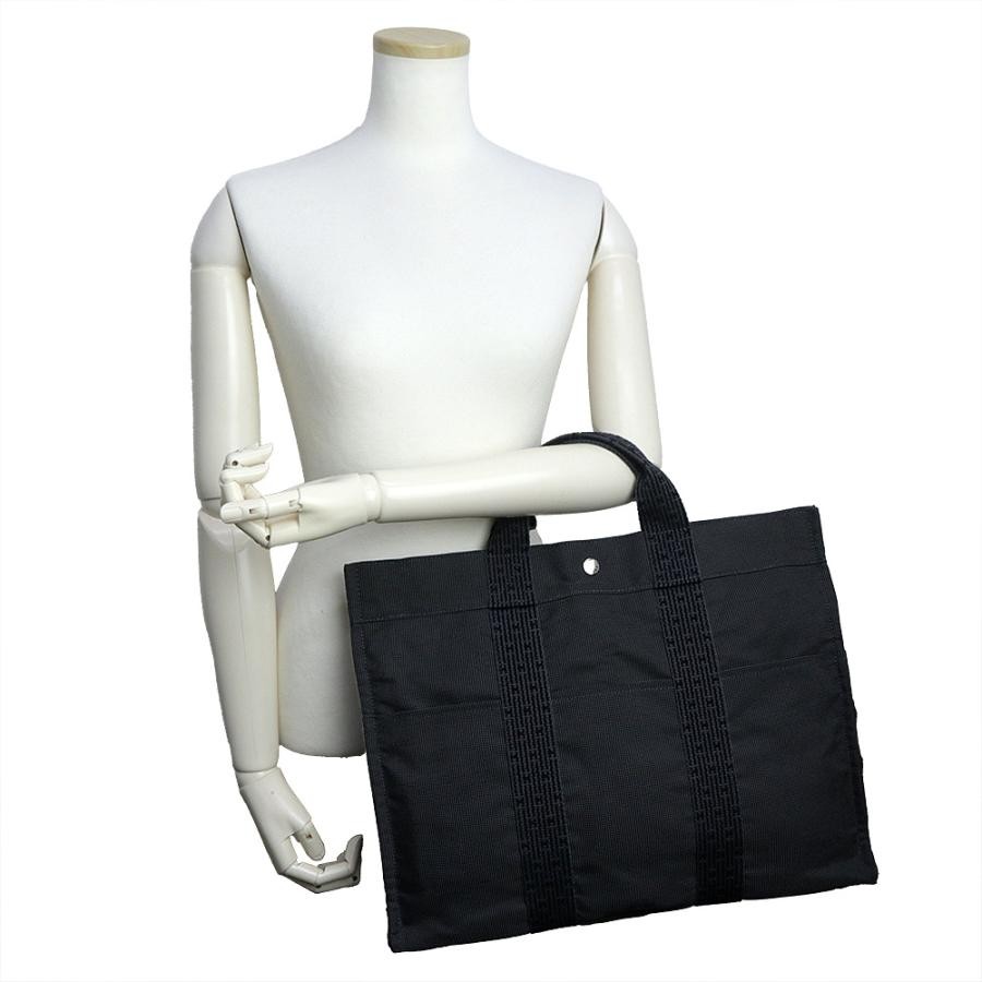 Hermes Herline MM Tote Bag Handbag Canvas Gray Width 16.5in Height 12.6in 99