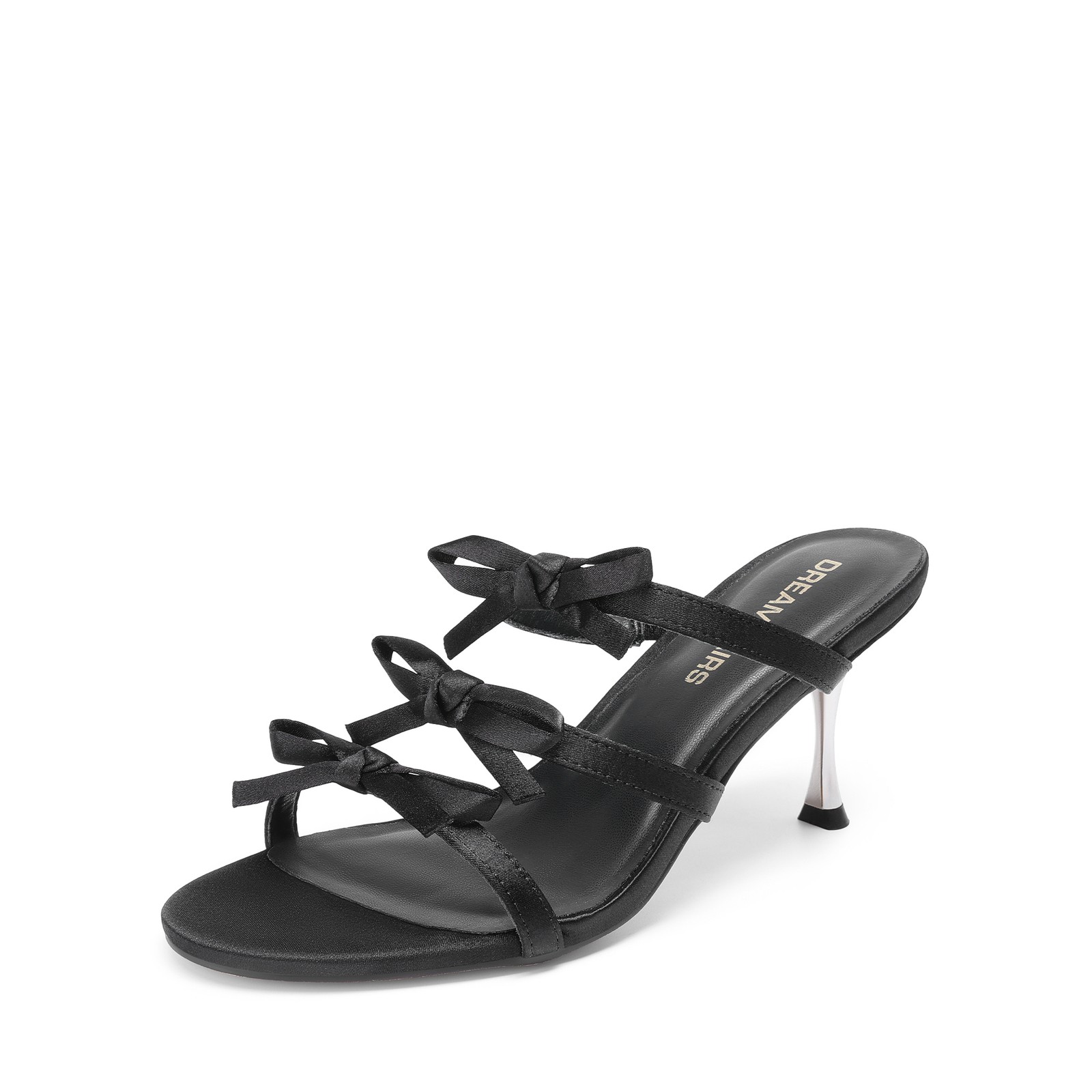 Women Heeled Sandals Slide Sandals Kitten Heels Elegant Cross Bow Straps Sandals