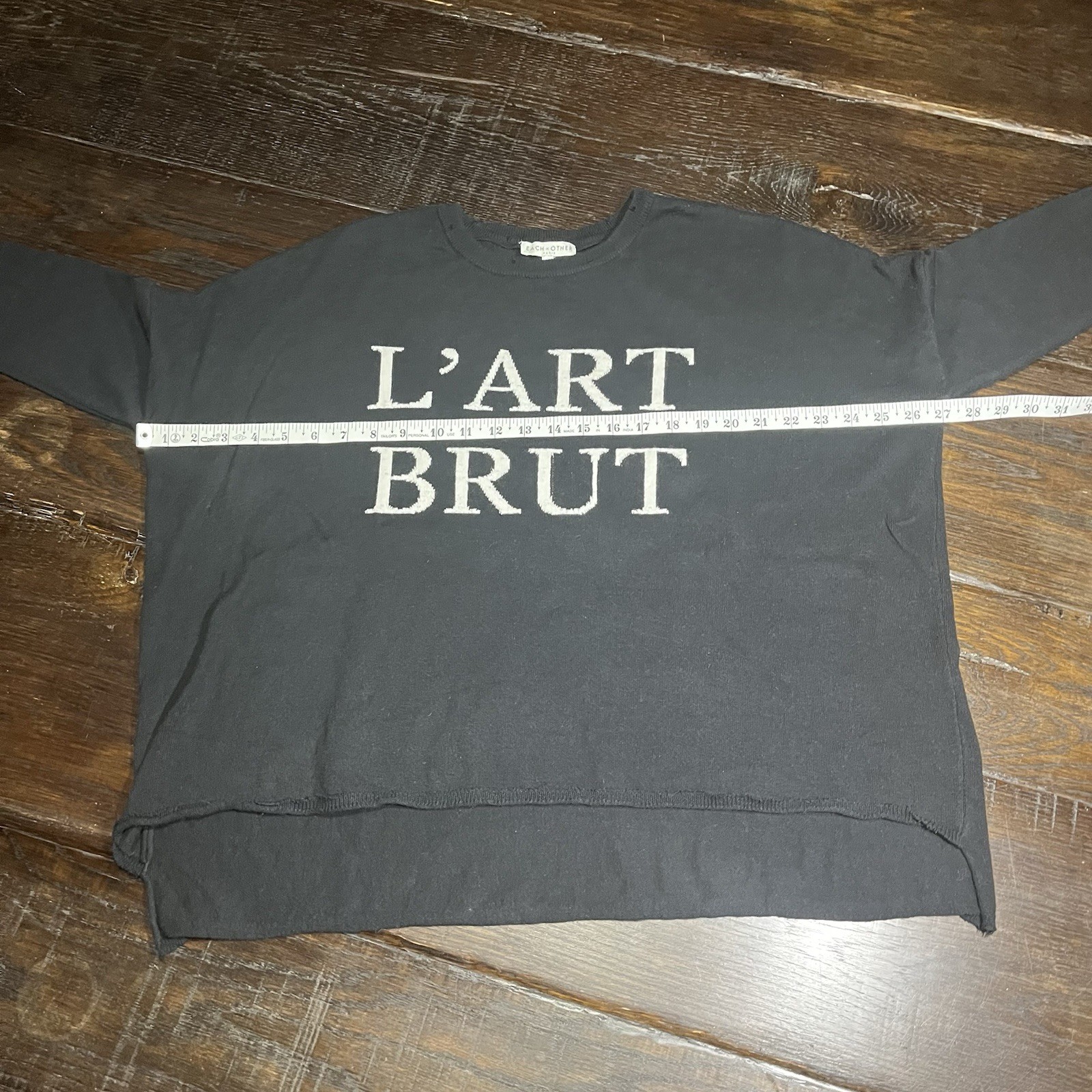 Each x Other Paris Crew Neck Cotton Cashmere Sweater Black L’Art Brut Sz S READ