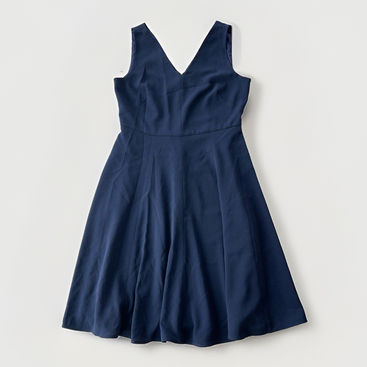 Gal Meets Glam Size US 6 Flare A-Line Vneck Sleeveless Dress Navy Blue