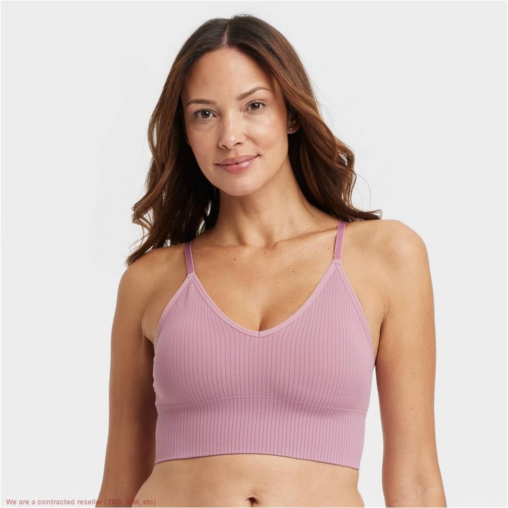 Women’s Ribbed Seamless Bralette XL: V Back, Removable Cup, Knit *SEE DEAL!!!*