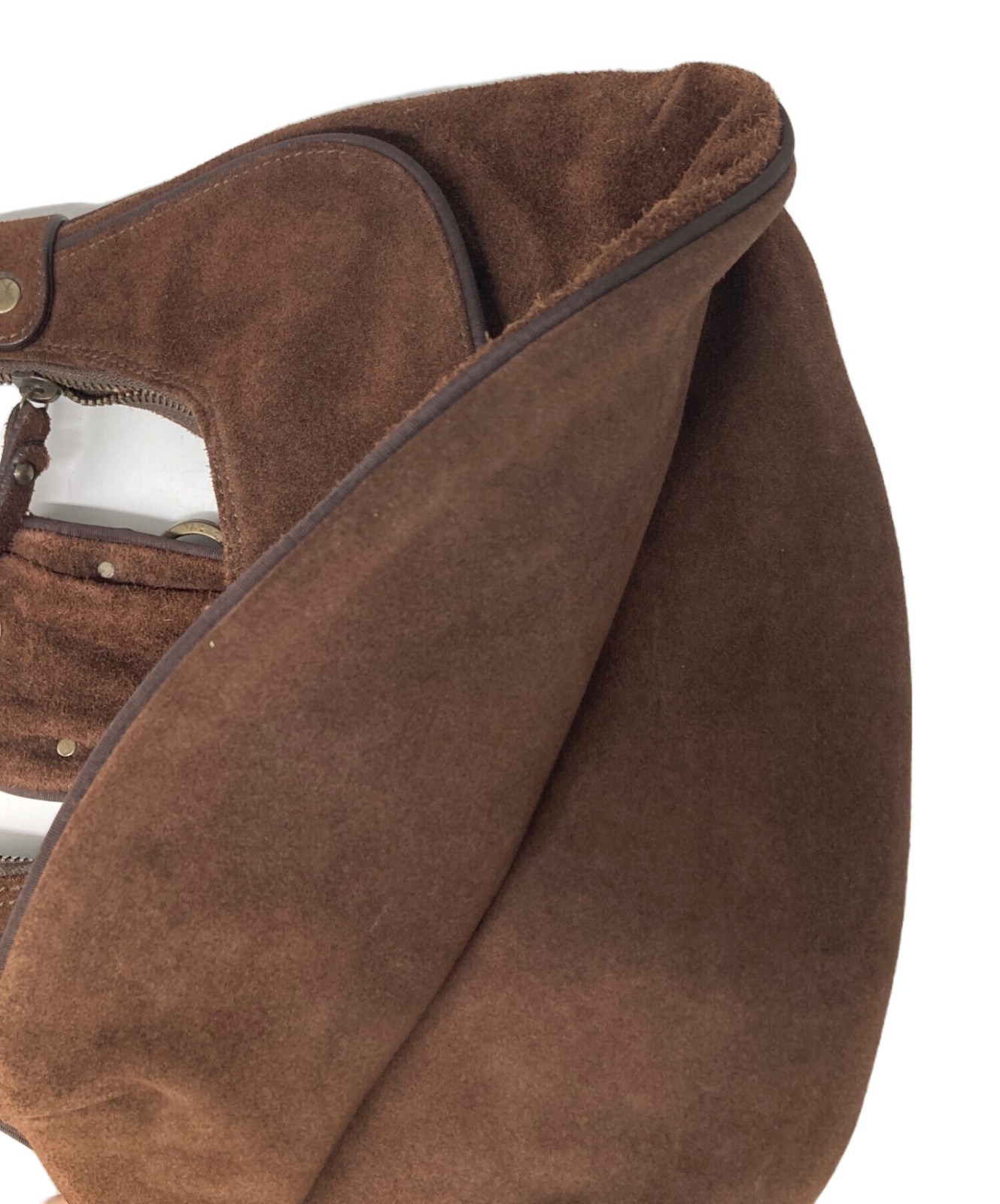 DOLCE&GABBANA Shoulder Bag Suede Brown Vintage Authentic From Japan