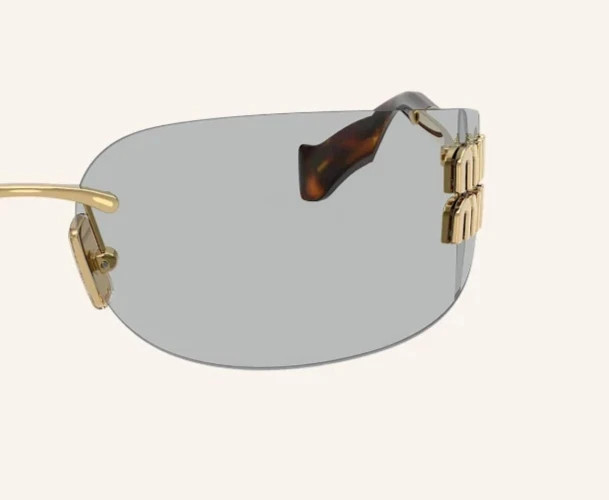 Miu Miu MU A51S Pale Gold Grey Women Wrap Sunglasses
