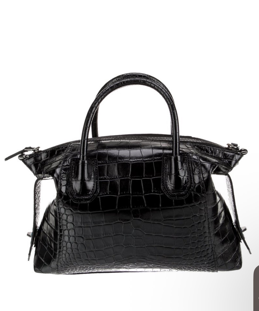 ⚡️Givenchy Small SOFT Antigona CROCODILE-Embossed Satchel BLACK Leather Bag⚡️
