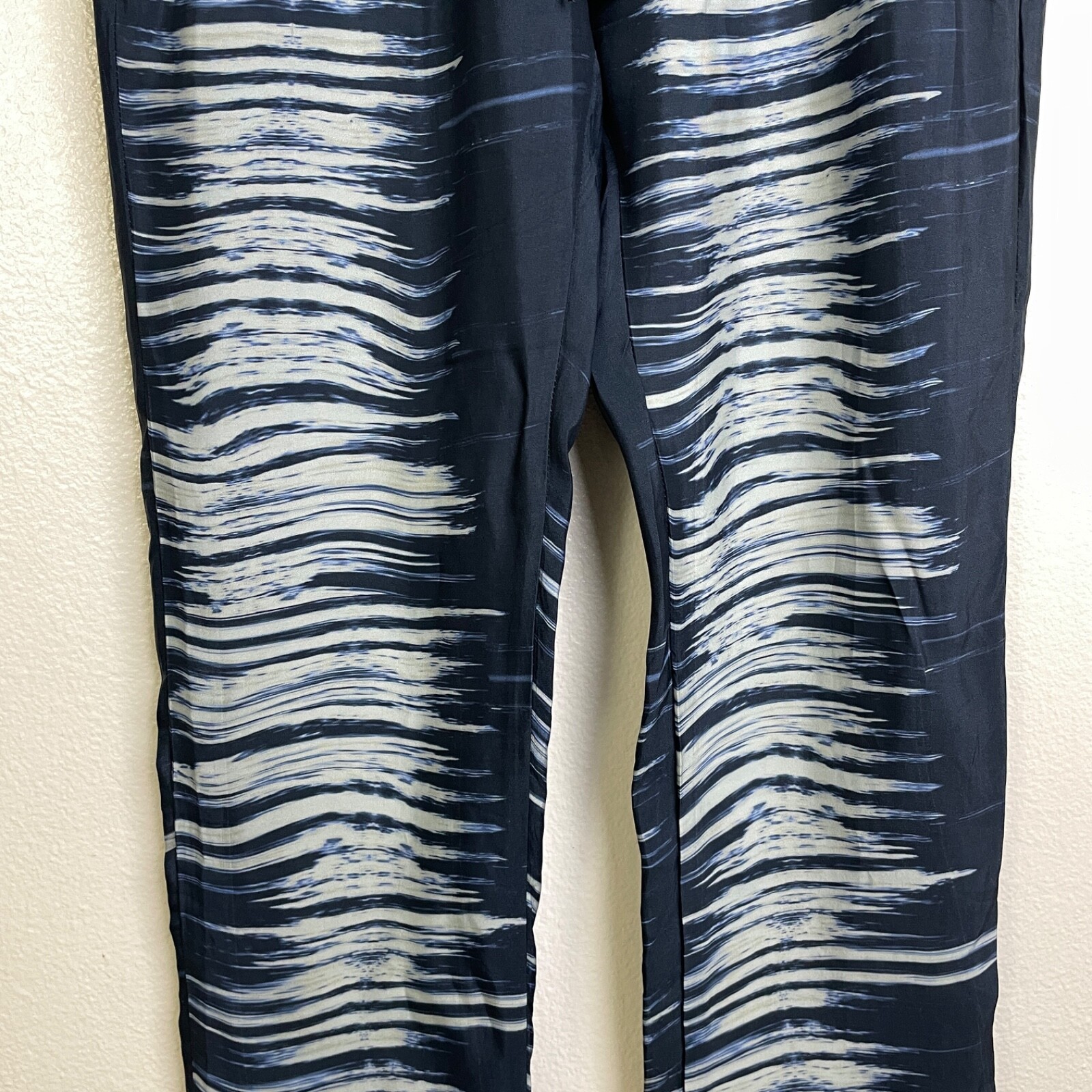Johnny Was Pete Greta Pants Small Blue Elastic Waist Drawstring Lounge Cupro