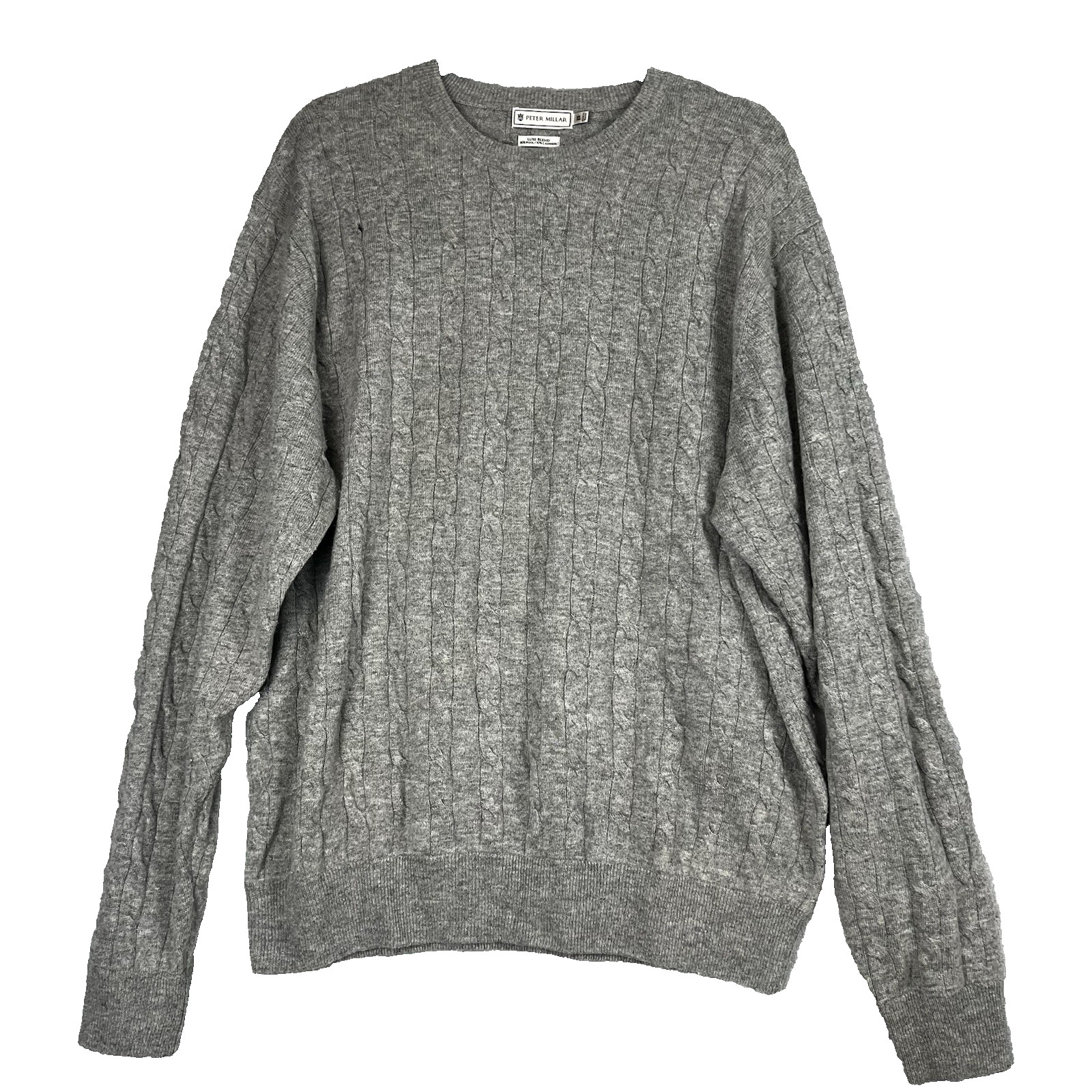 Peter Miller Sweater Luxe Blend 90% Wool 10% Cashmere XL Crewneck Cable Knit