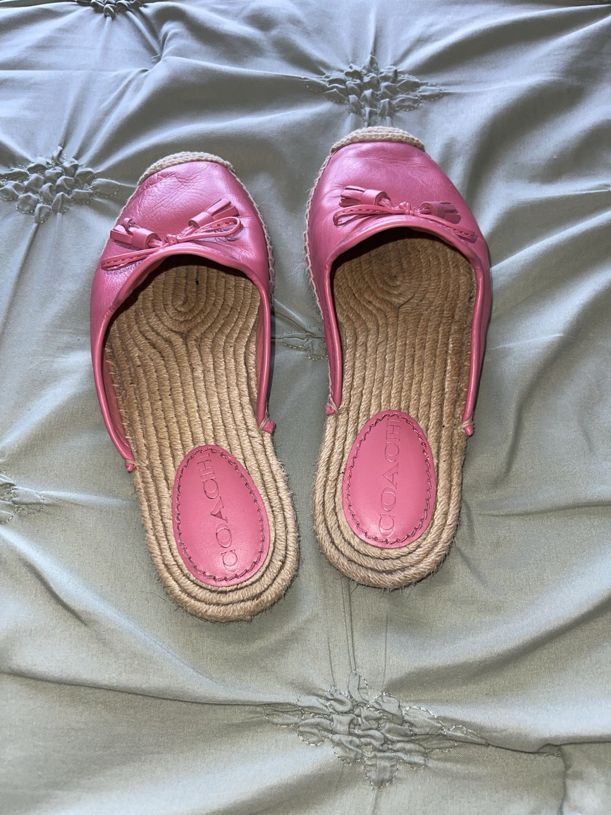 Coach Pink Leather Tassel Slip-On Flats Women’s EU 37.5 Closed Toe