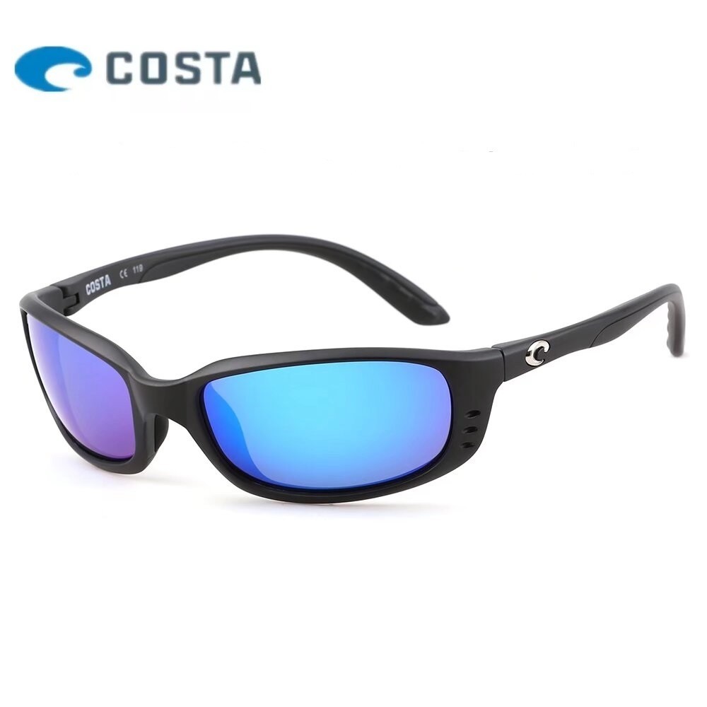 Costa Del Mar Brine Matte Black/Blue Mirror Polarzied Lenses Sunglasses 580p