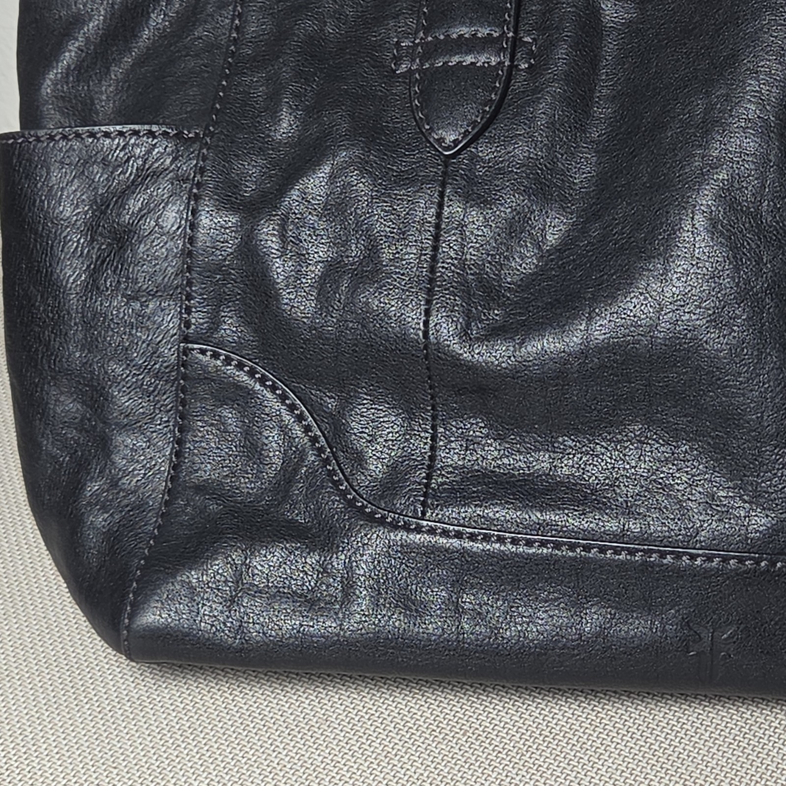Frye Melissa Large Leather Shopper Tote Bag Black 17.5″ Shoulder Handbag Slouch