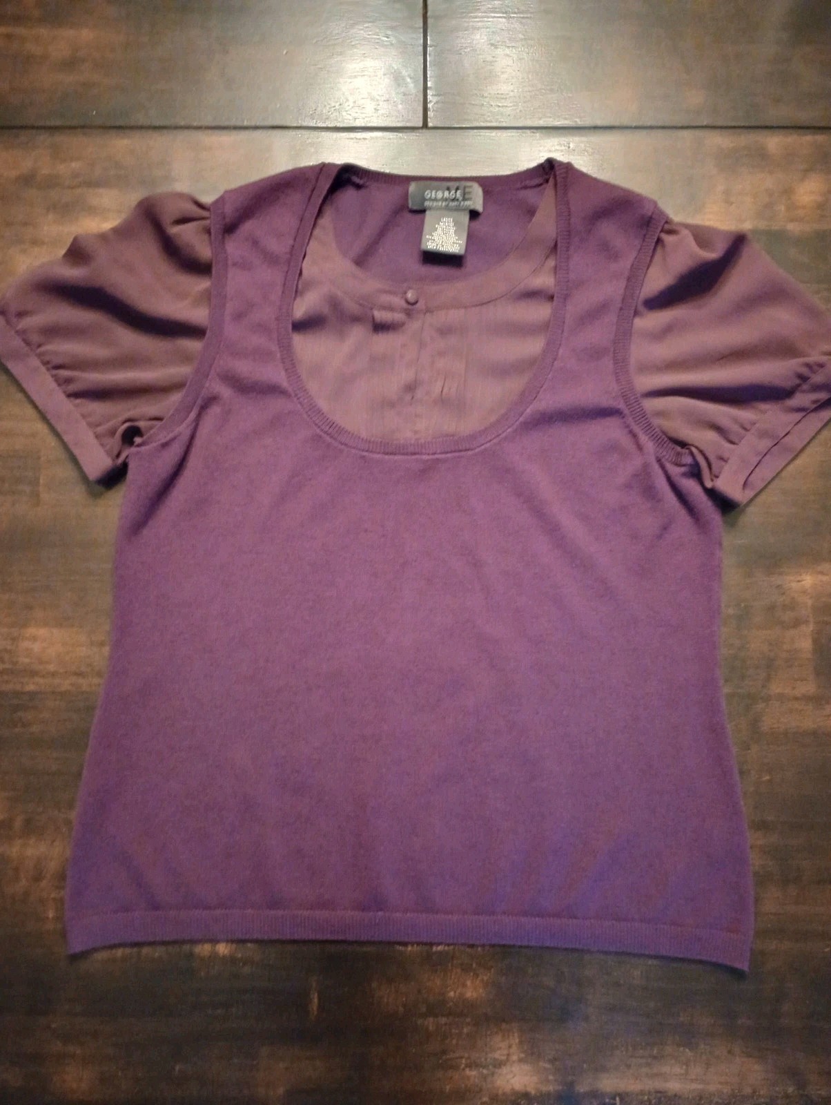 GEORGE Purple Lightweight Knit Scoop Neck Cap Sleeve Solid Top Women’s L