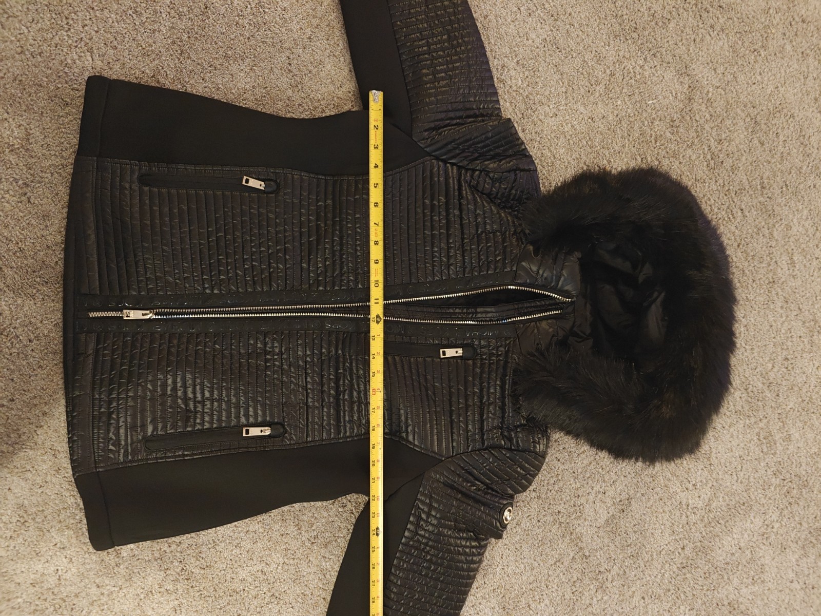 NWT MICHAEL MICHAEL KORS MIXED QUILTED FAUX FUR TRIM HOODED COAT XL