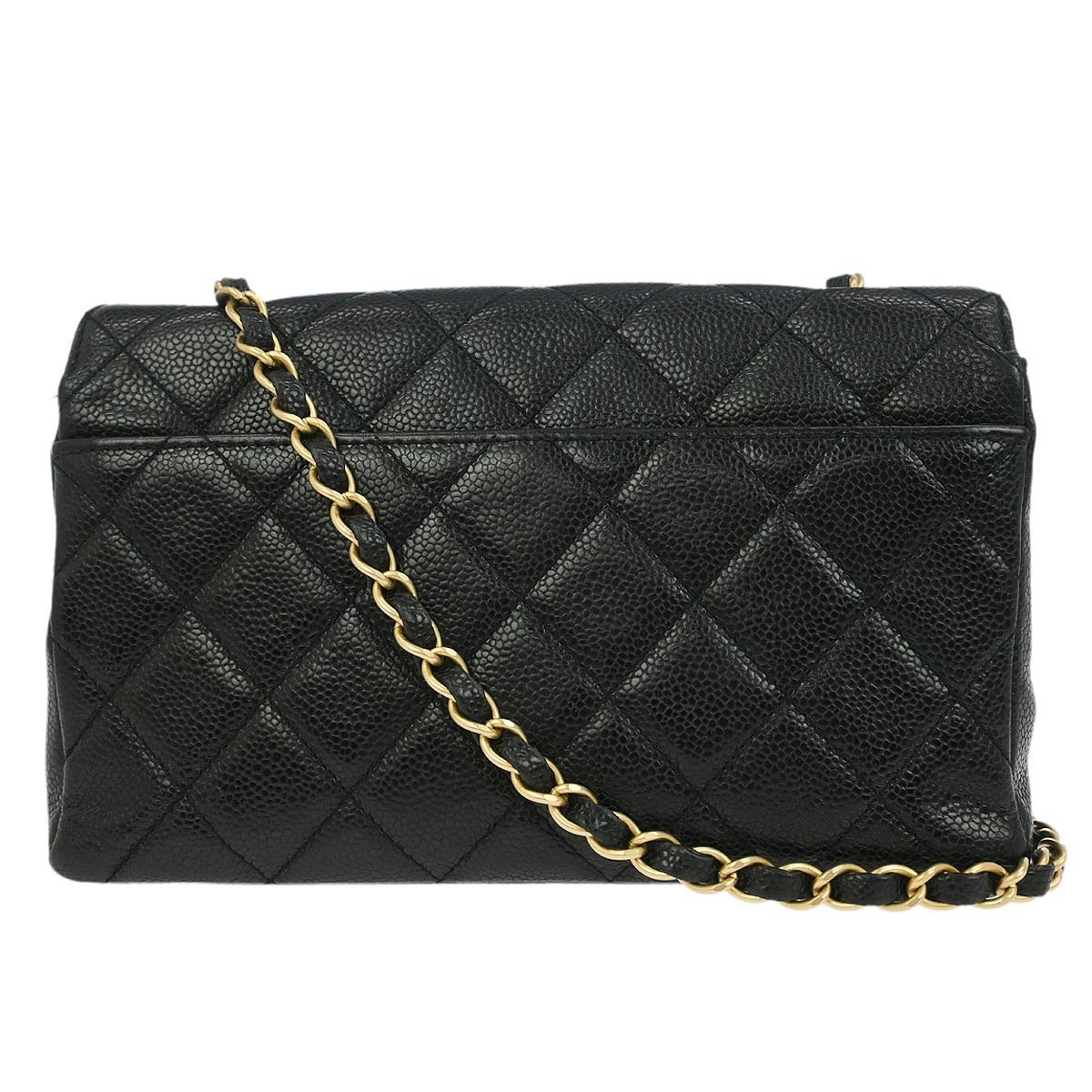 Chanel Black Calfskin Wood Straight Flap Shoulder Bag 154971