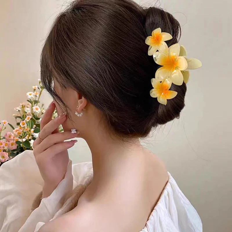 Acrylic Flower Hair Claw Clip Gradient Egg Summer Beach Women Girls Accessories