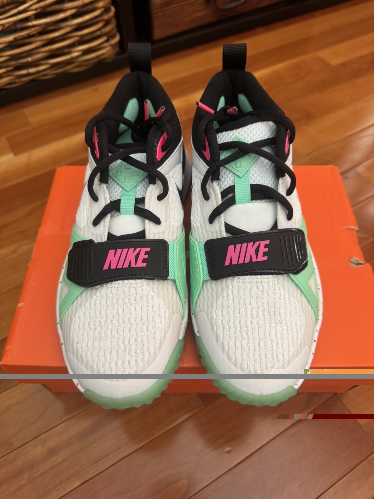 Nike Air Zoom Diamond Elite Turf Baseball White/green/pink Sz 6.5 DZ0503-100