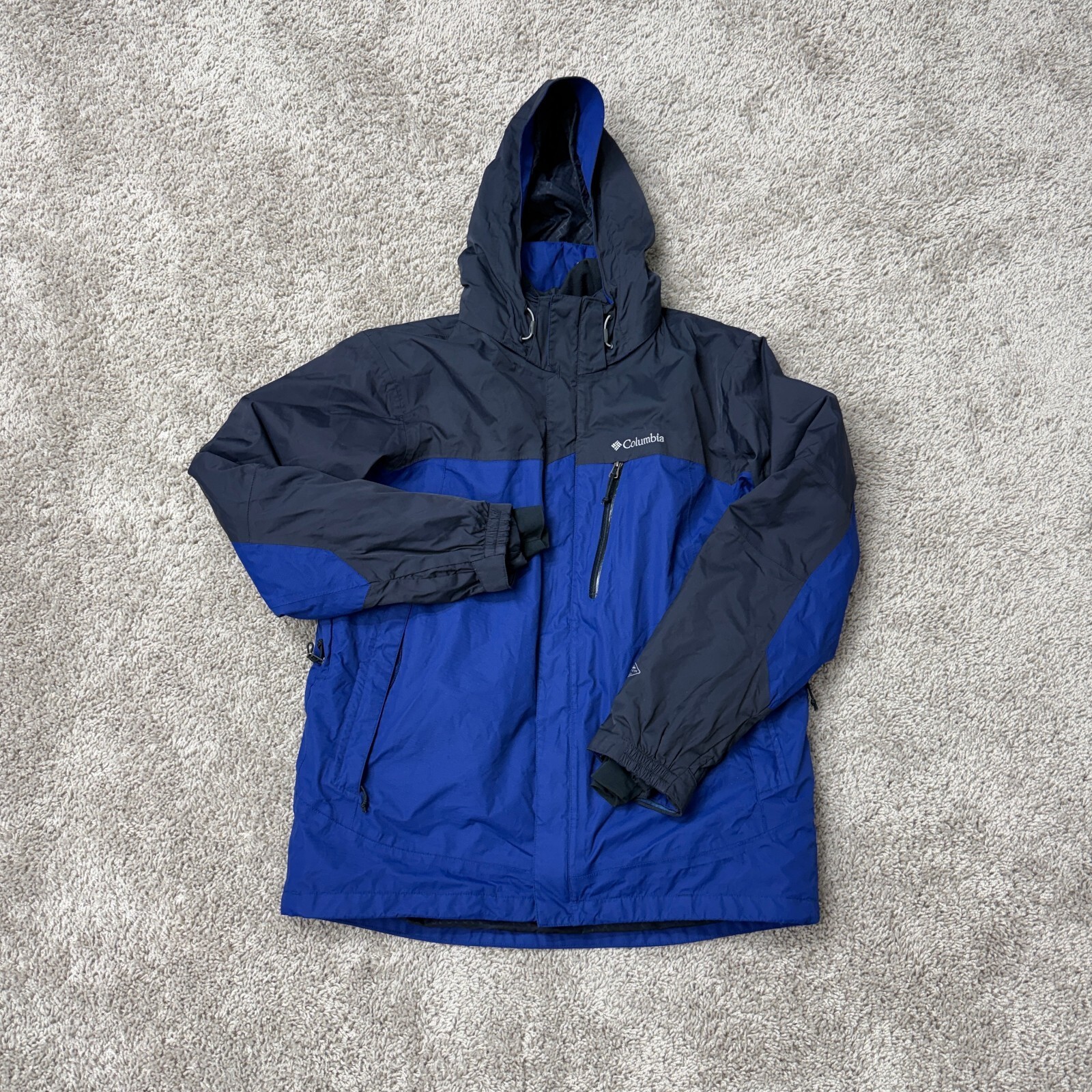 Columbia Omni-Heat Interchange Blue and Black Hooded Jacket Medium