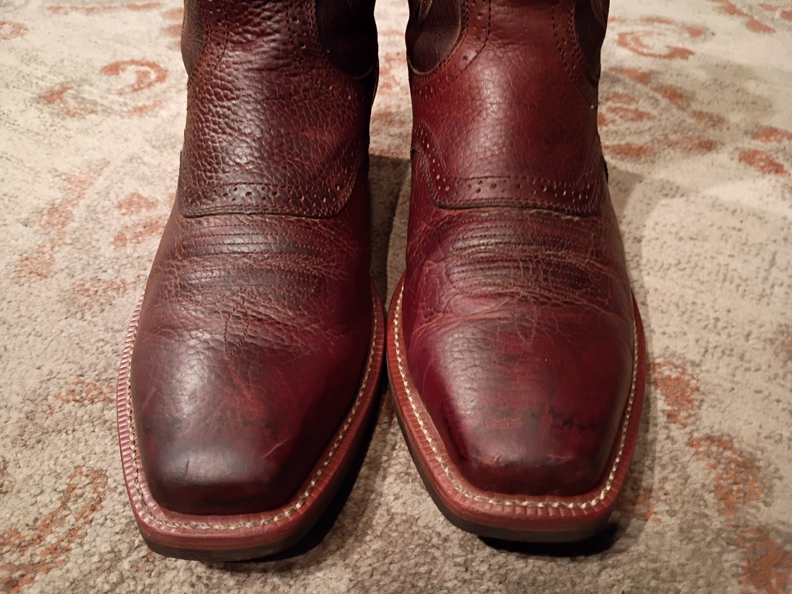 ARIAT ROUGHSTOCK BROWN BULLHIDE LEATHER SQUARE TOE COWBOY BOOTS #34824 MEN’S 13D
