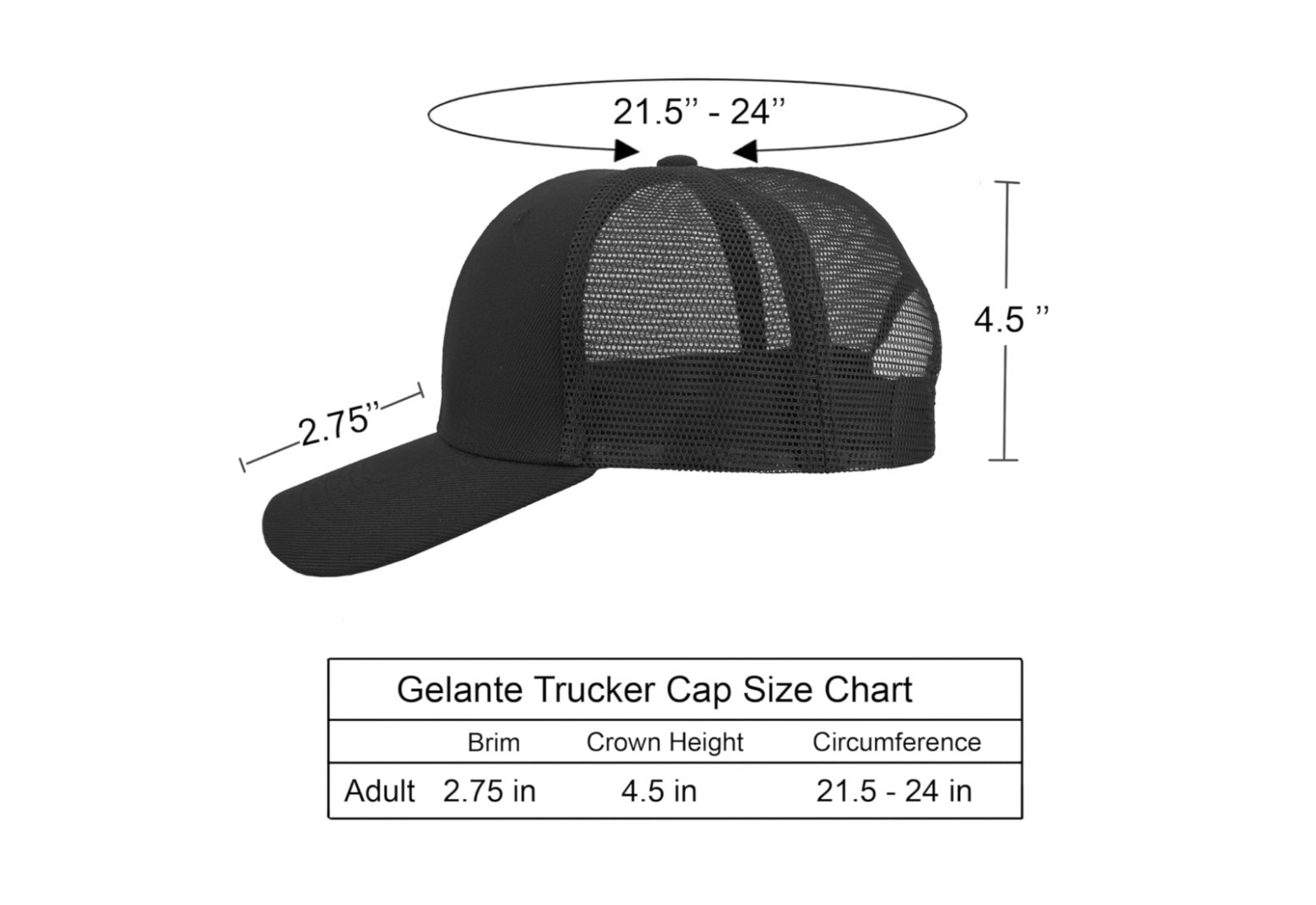 Gelante Made in Florida Patch Black Trucker Hat Adjustable Mesh Back Men