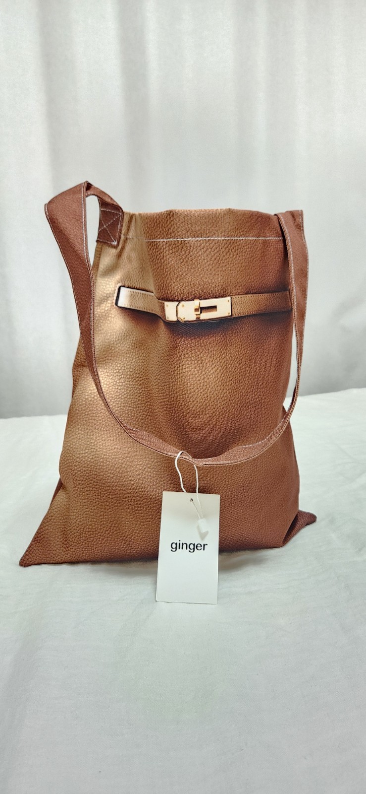 Realistic Leather Print Tote Bag Lightweight Shoulder Fabric Everyday Daily Bag