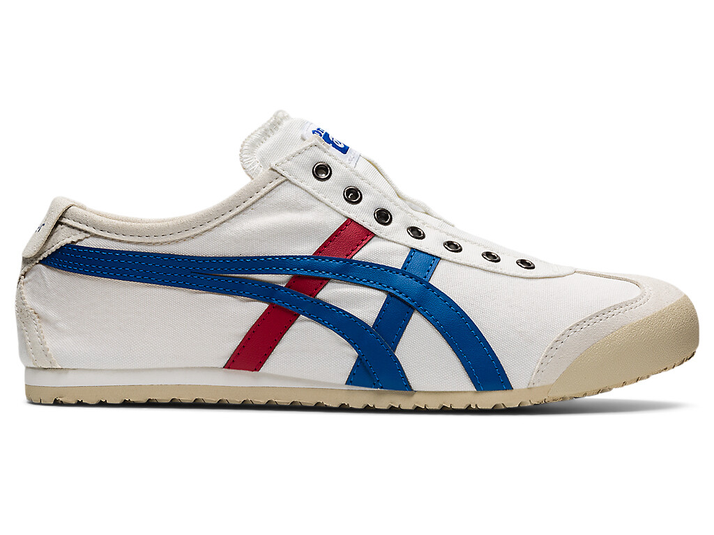 Onitsuka Tiger MEXICO 66 SLIP – ON Canvas WHITE BLACK CREAM BIRCH NAVY TRICOLOR.