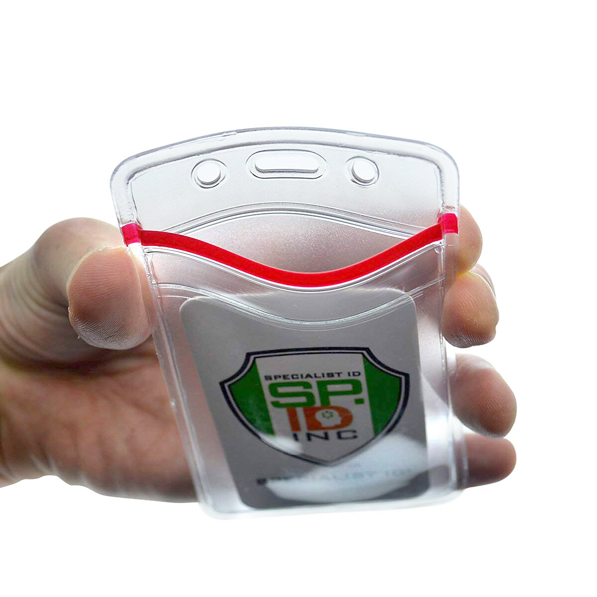 100 Pack – Heavy Duty Vertical Resealable Vinyl ID Badge Holders -Waterproof Zip